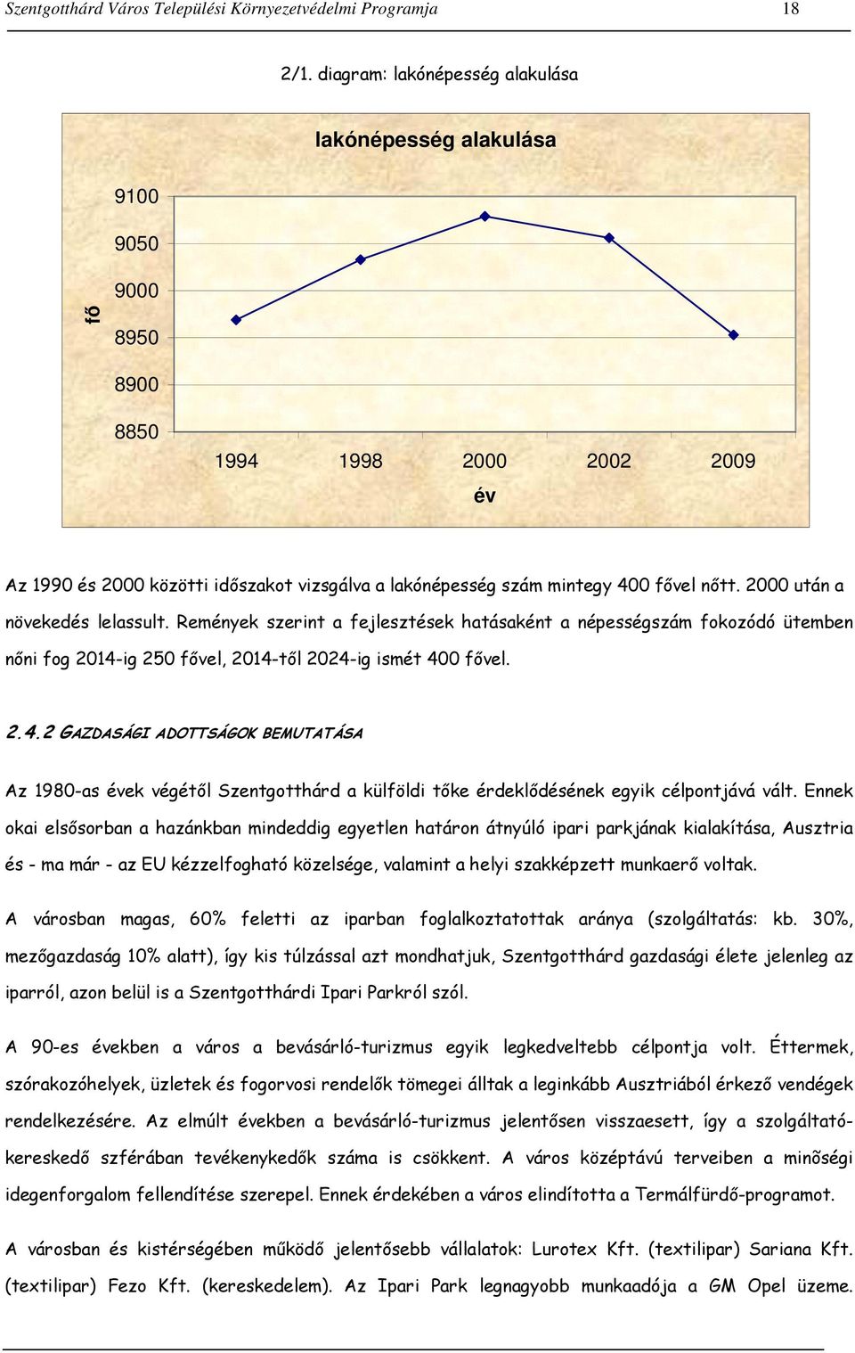 nőtt. 2000 után a növekedés lelassult. Remények szerint a fejlesztések hatásaként a népességszám fokozódó ütemben nőni fog 2014-