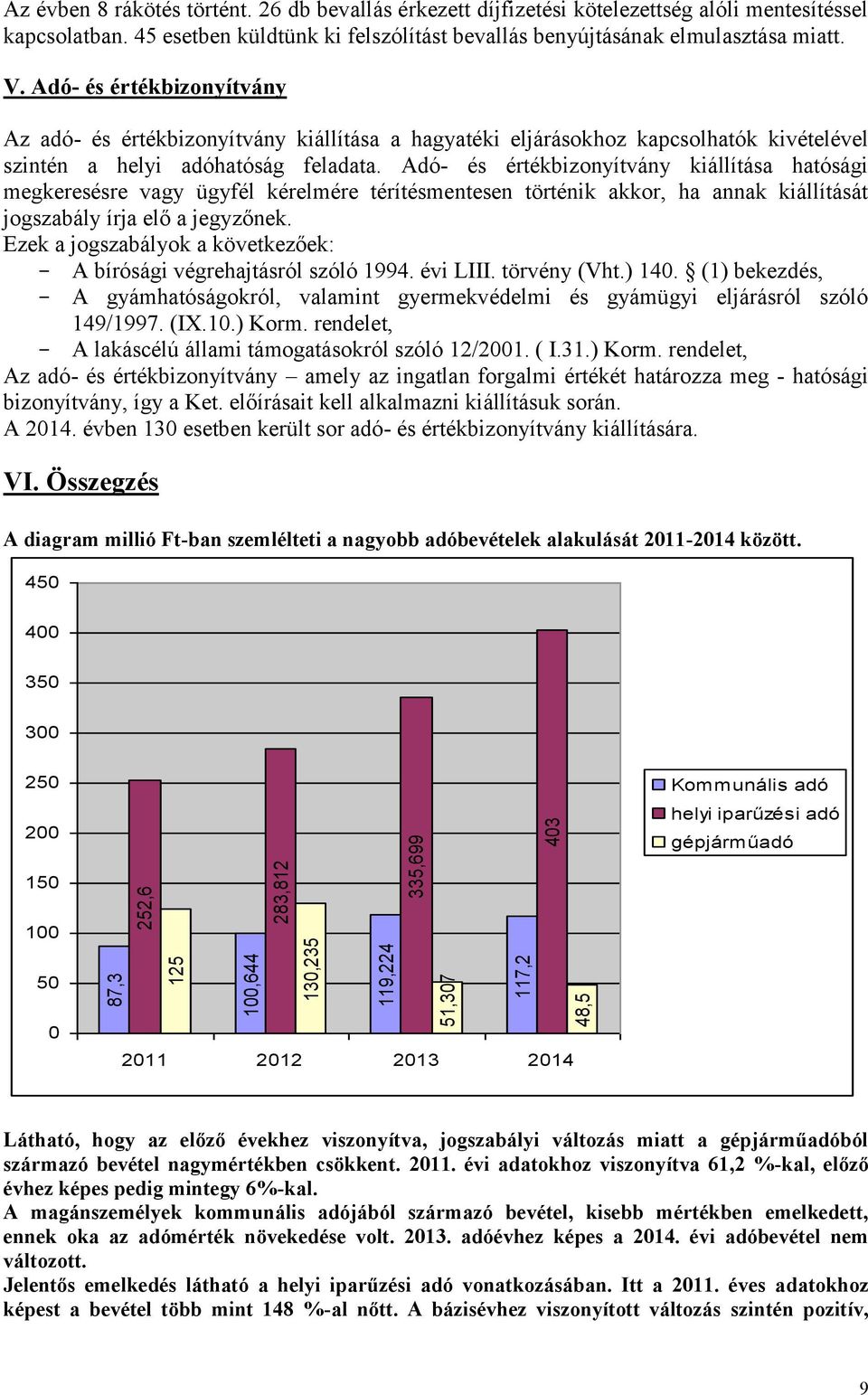 Adó- és értékbizonyítvány kiállítása hatósági megkeresésre vagy ügyfél kérelmére térítésmentesen történik akkor, ha annak kiállítását jogszabály írja elő a jegyzőnek.