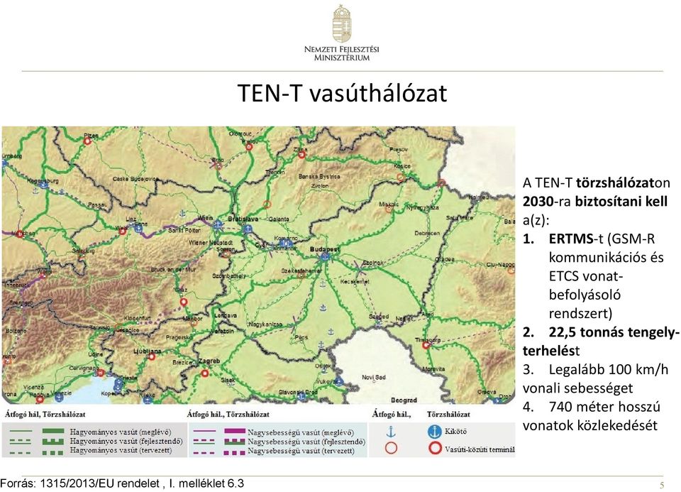 22,5 tonnás tengelyterhelést 3. Legalább 100 km/h vonali sebességet 4.