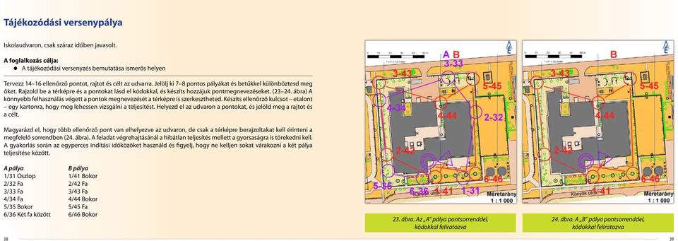 Rajzold be a térképre és a pontokat lásd el kódokkal, és készíts hozzájuk pontmegnevezéseket. (23 24. ábra) A könnyebb felhasználás végett a pontok megnevezését a térképre is szerkesztheted.