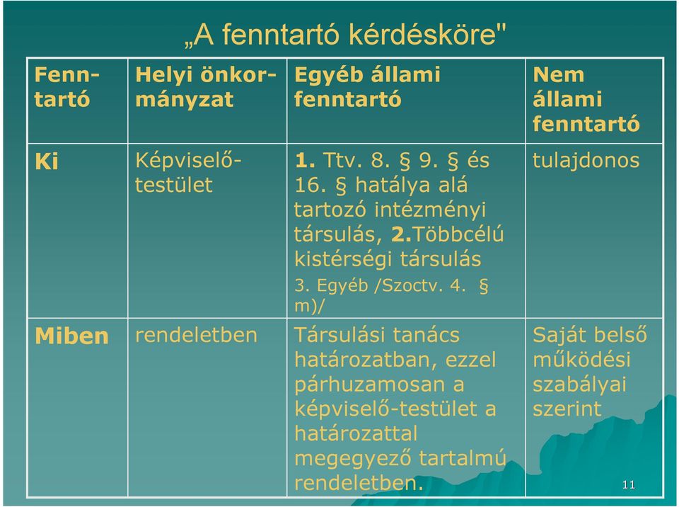 Többcélú kistérségi társulás tulajdonos 3. Egyéb /Szoctv. 4.