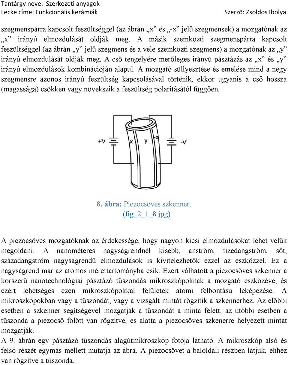 A cső tengelyére merőleges irányú pásztázás az x és y irányú elmozdulások kombinációján alapul.