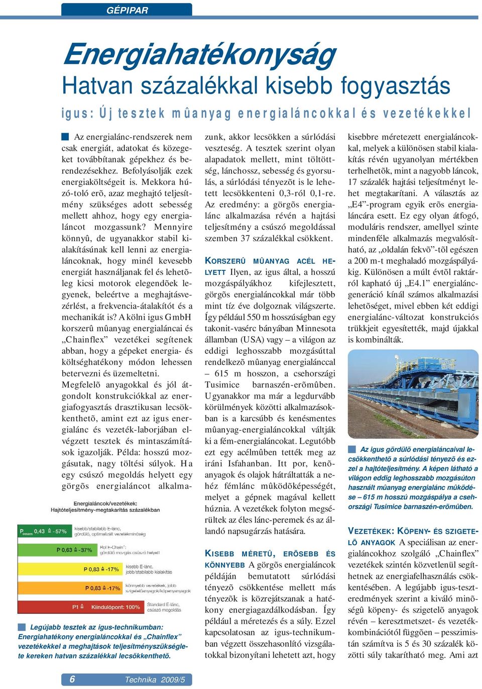 Az energialánc-rendszerek nem csak energiát, adatokat és közegeket továbbítanak gépekhez és berendezésekhez. Befolyásolják ezek energiaköltségeit is.