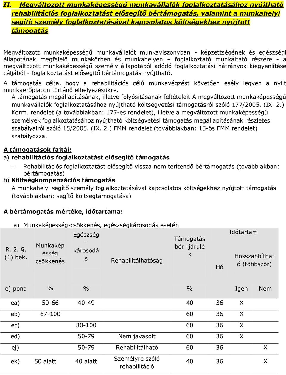 részére - a megváltozott munkaképességű személy állapotából adódó foglalkoztatási hátrányok kiegyenlítése céljából - foglalkoztatást elősegítő bértámogatás nyújtható.