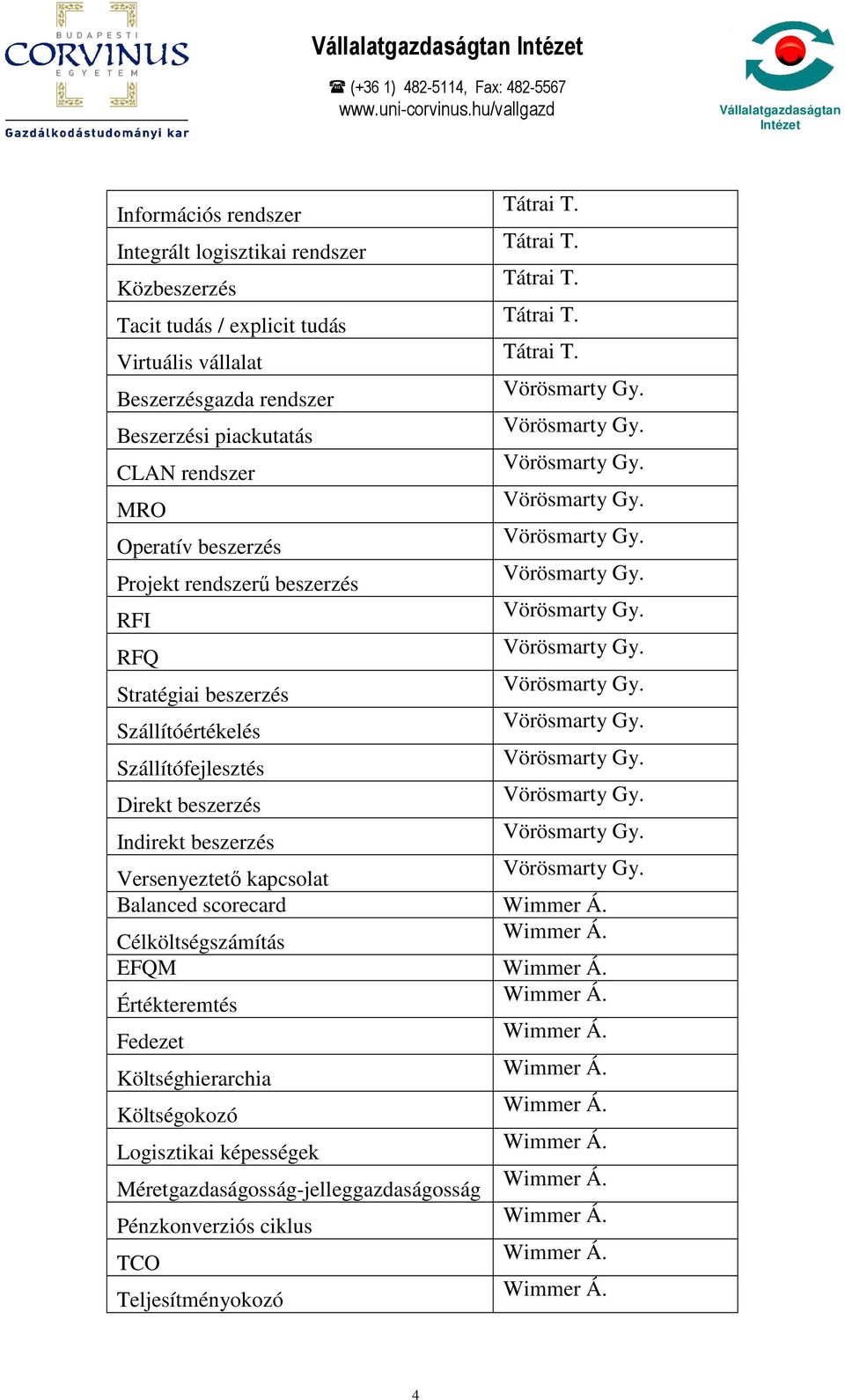 Szállítófejlesztés Direkt beszerzés Indirekt beszerzés Versenyeztetı kapcsolat Balanced scorecard Célköltségszámítás EFQM Értékteremtés