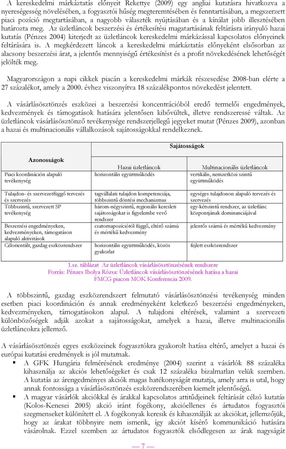 Az üzletláncok beszerzési és értékesítési magatartásának feltárásra irányuló hazai kutatás (Pénzes 2004) kiterjedt az üzletláncok kereskedelmi márkázással kapcsolatos előnyeinek feltárására is.