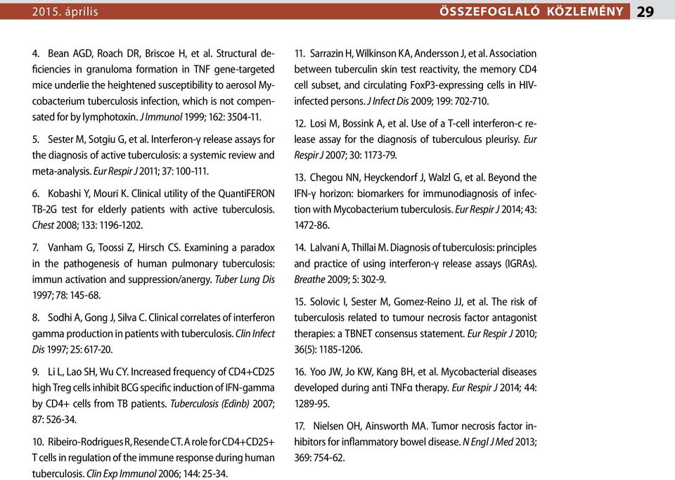 lymphotoxin. J Immunol 1999; 162: 3504-11. 5. Sester M, Sotgiu G, et al. Interferon-γ release assays for the diagnosis of active tuberculosis: a systemic review and meta-analysis.