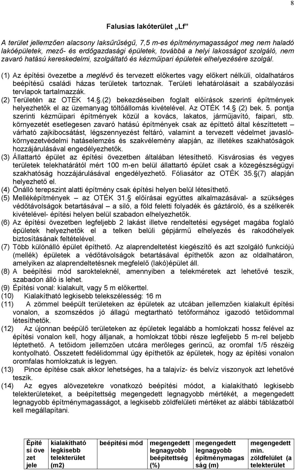 (1) Az építési övezetbe a meglévő és tervezett előkertes vagy előkert nélküli, oldalhatáros beépítésű családi házas területek tartoznak. Területi lehatárolásait a szabályozási tervlapok tartalmazzák.