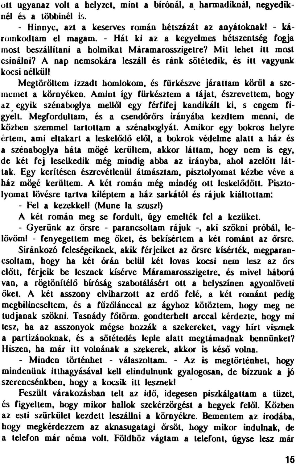 Megtöröltem izzadt homlokom, és fürkészve járattam körül a szememet a környéken. Amint így fürkésztem a tájat, észrevettem, hogy az egyik szénaboglya mellől egy férfifej kandikált ki, s engem figyelt.