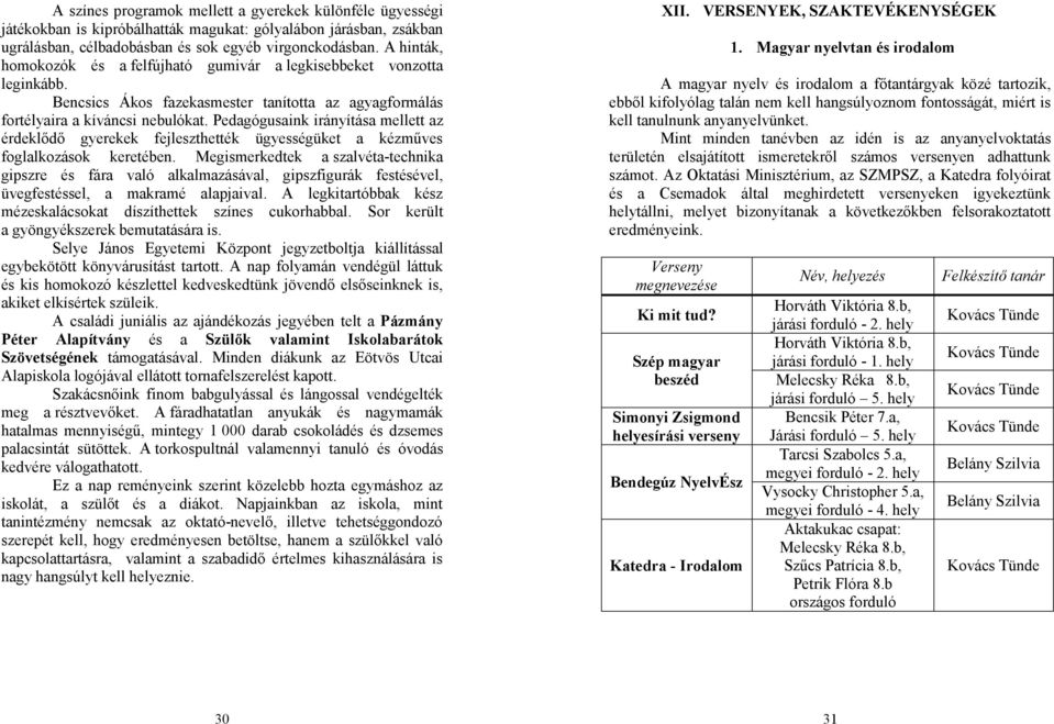 Pedagógusaink irányítása mellett az érdeklődő gyerekek fejleszthették ügyességüket a kézműves foglalkozások keretében.