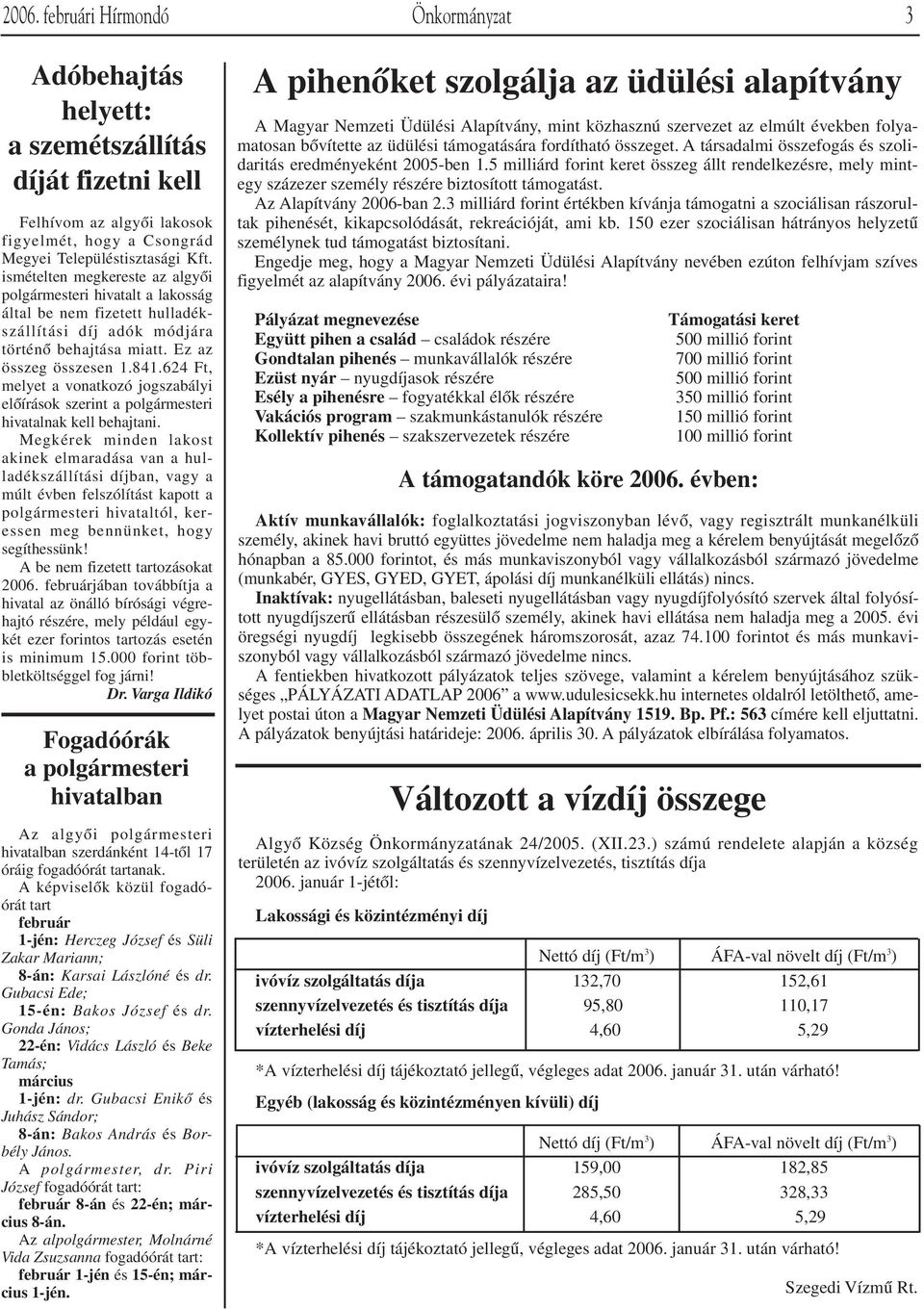 624 Ft, melyet a vonatkozó jogszabályi elœírások szerint a polgármesteri hivatalnak kell behajtani.