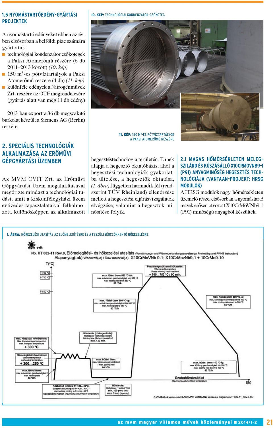 2013 között) (10. kép) n 150 m 3 -es pótvíztartályok a Paksi Atomerőmű részére (4 db) (11. kép) n különféle edények a Nitrogénművek Zrt.