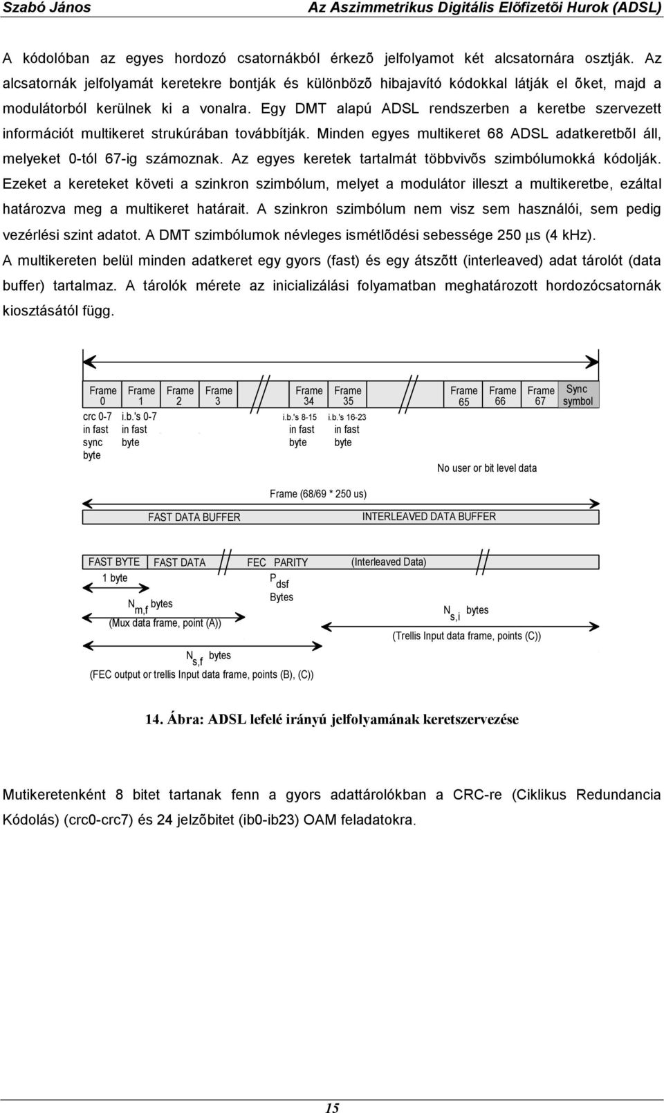 Egy DMT alapú ADSL rendszerben a keretbe szervezett információt multikeret strukúrában továbbítják. Minden egyes multikeret 68 ADSL adatkeretbõl áll, melyeket 0-tól 67-ig számoznak.