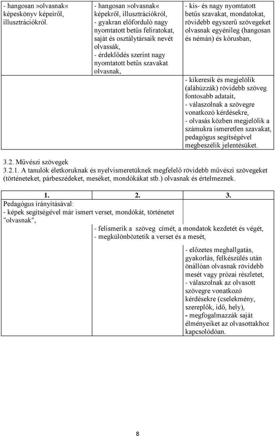 olvasnak, - kis- és nagy nyomtatott betűs szavakat, mondatokat, rövidebb egyszerű szövegeket olvasnak egyénileg (hangosan és némán) és kórusban, - kikeresik és megjelölik (aláhúzzák) rövidebb szöveg