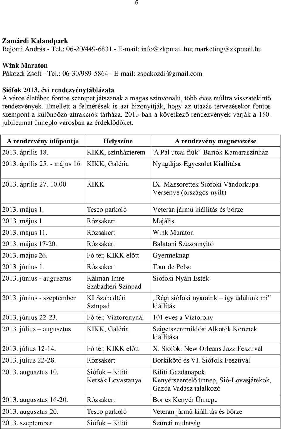 Emellett a felmérések is azt bizonyítják, hogy az utazás tervezésekor fontos szempont a különböző attrakciók tárháza. 2013-ban a következő rendezvények várják a 150.