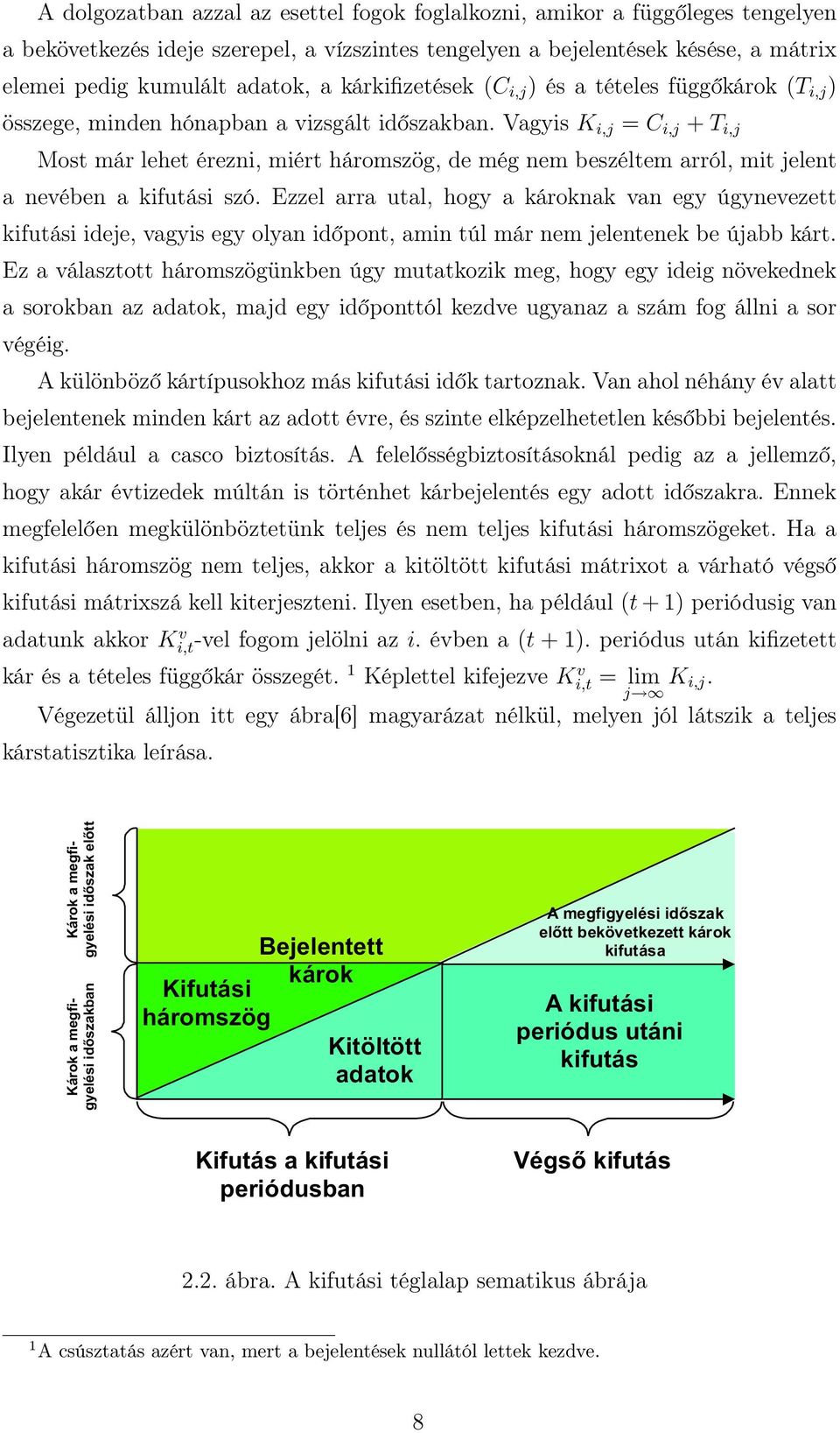 Vagyis K i,j = C i,j + T i,j Most már lehet érezni, miért háromszög, de még nem beszéltem arról, mit jelent a nevében a kifutási szó.