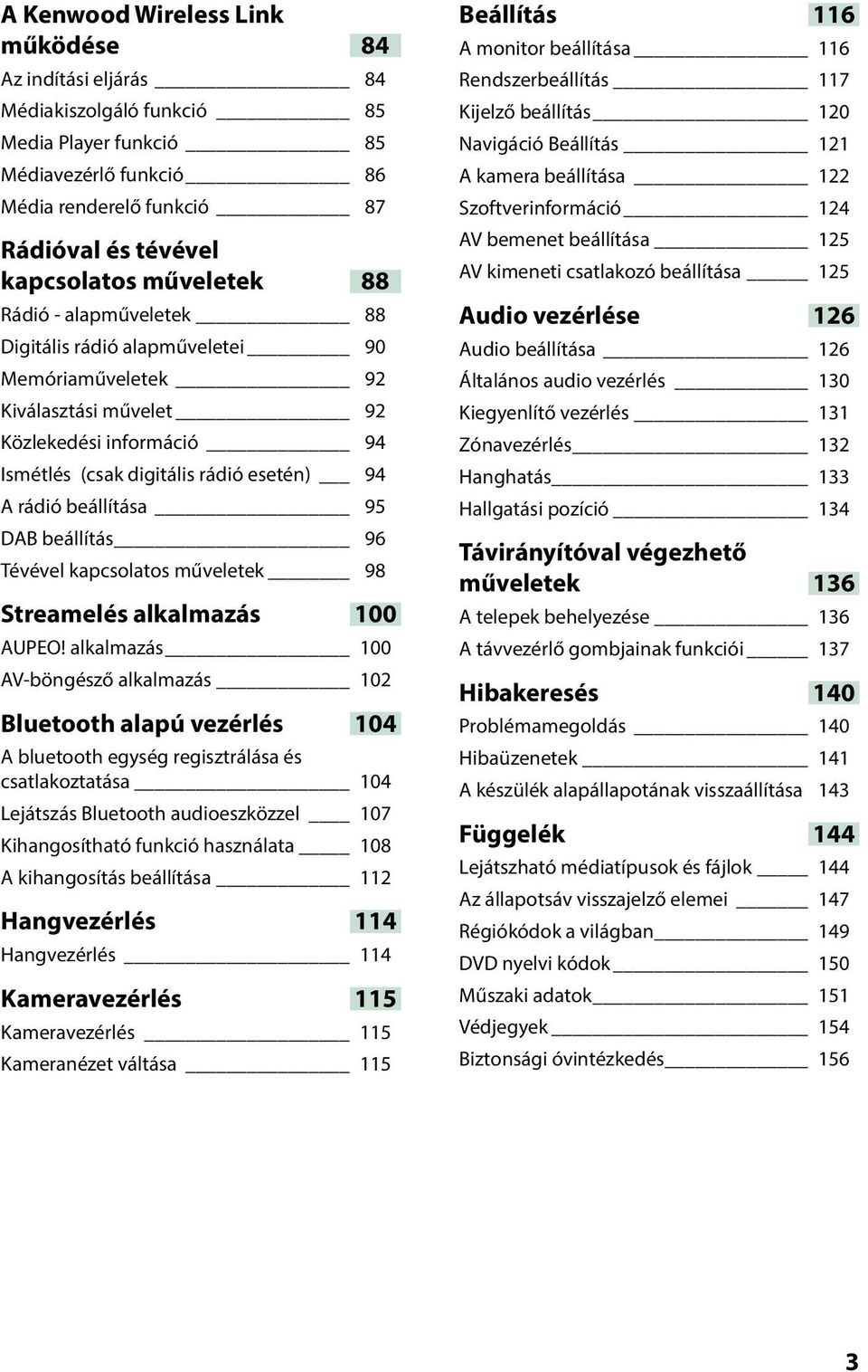 beállítása 95 DAB beállítás 96 Tévével kapcsolatos műveletek 98 Streamelés alkalmazás 100 AUPEO!