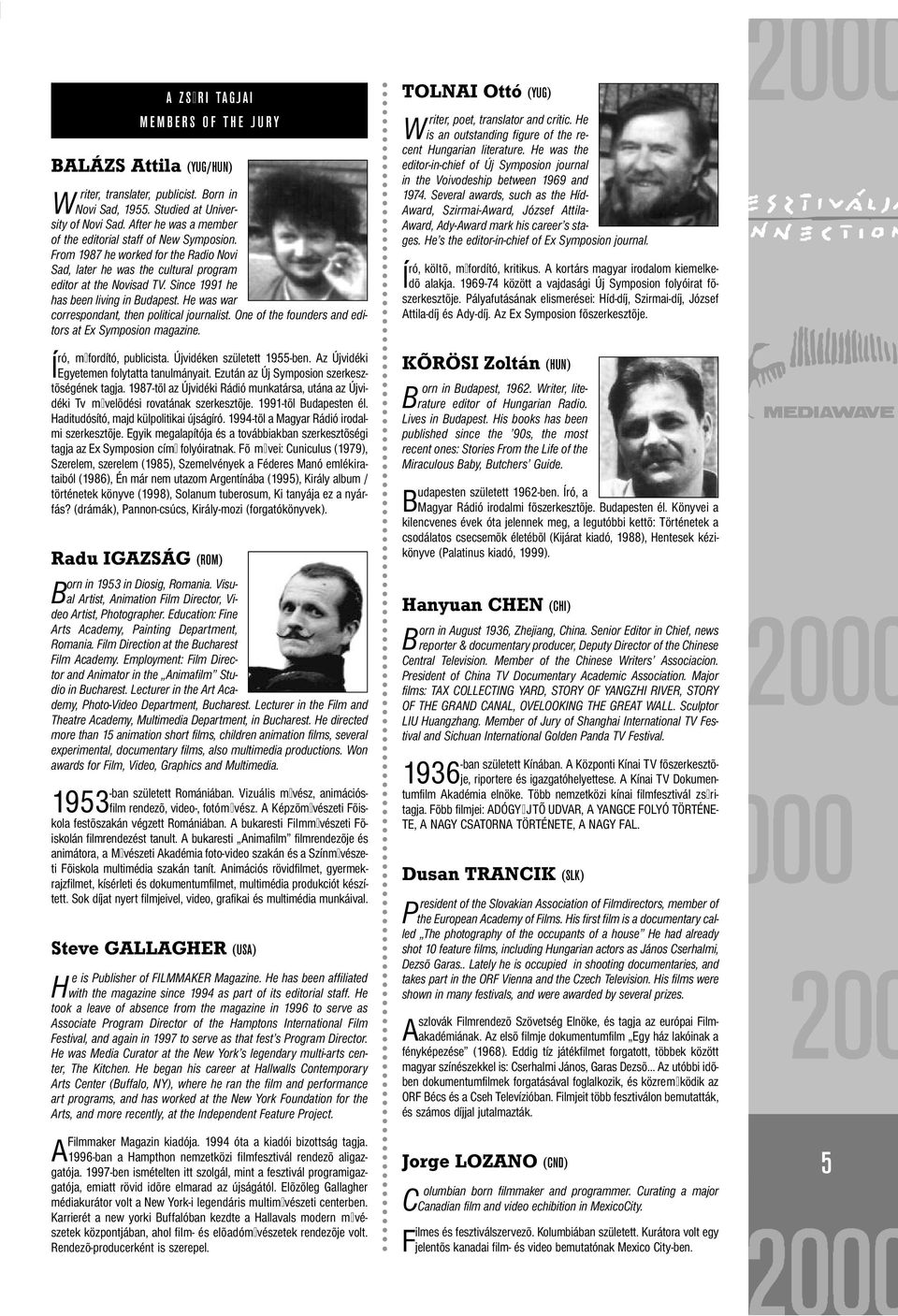 Since 1991 he has been living in Budapest. He was war correspondant, then political journalist. One of the founders and editors at Ex Symposion magazine. ró, m fordító, publicista.