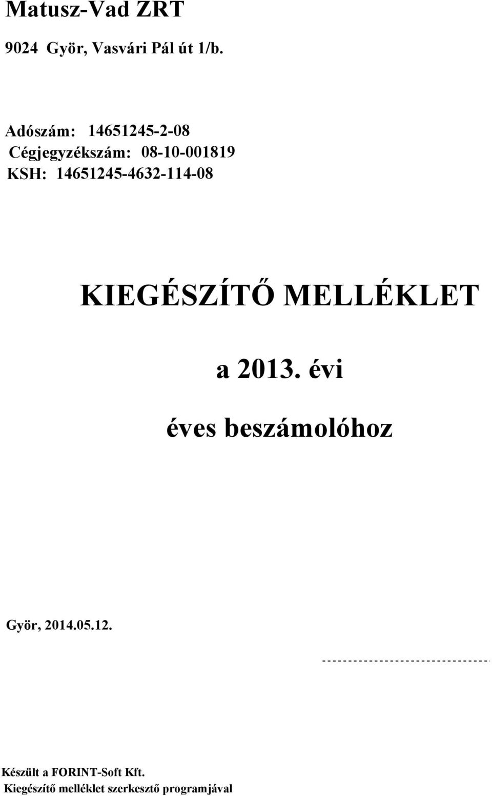 14651245-4632-114-8 KIEGÉSZÍTŐ MELLÉKLET a 213.