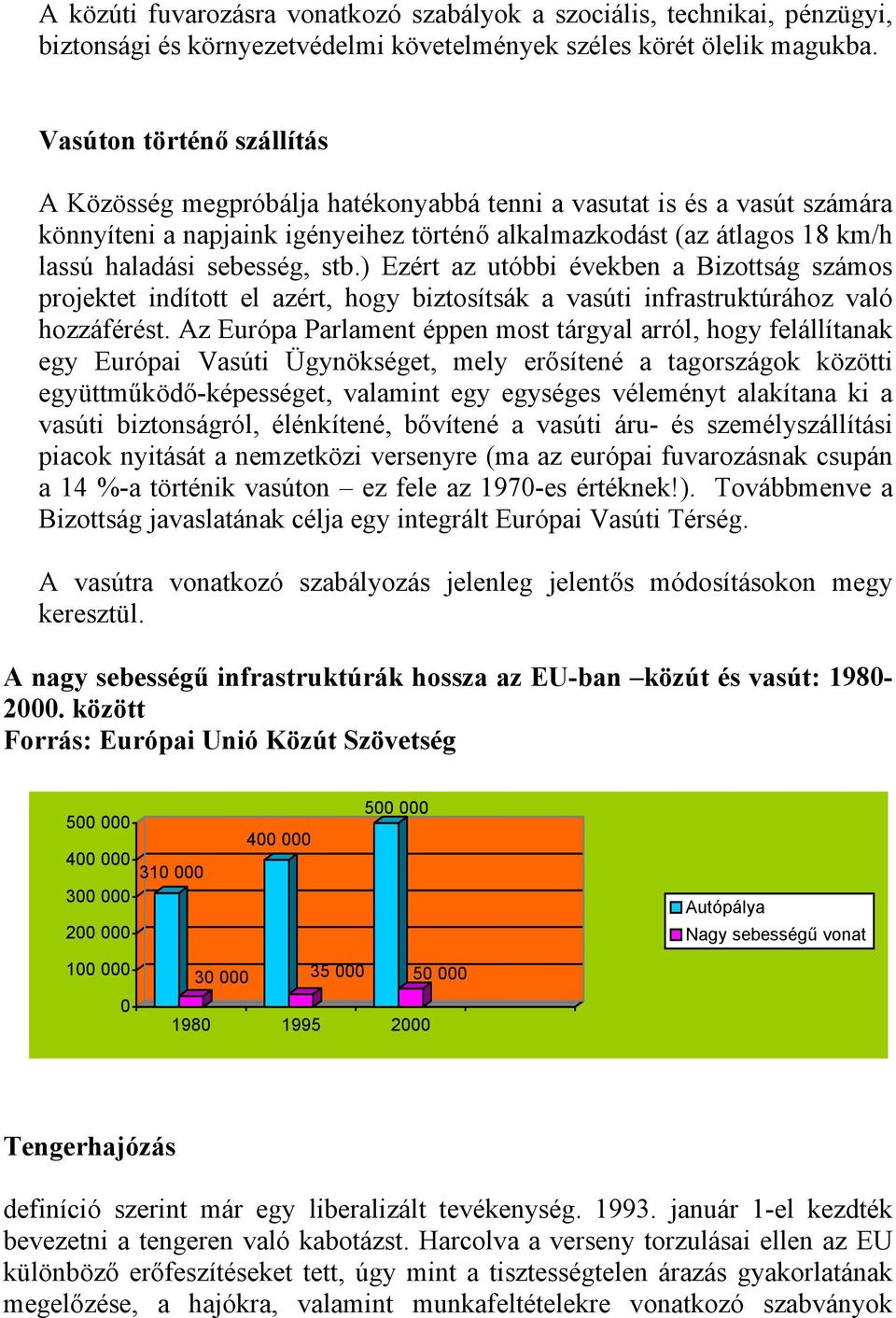 sebesség, stb.) Ezért az utóbbi években a Bizottság számos projektet indított el azért, hogy biztosítsák a vasúti infrastruktúrához való hozzáférést.