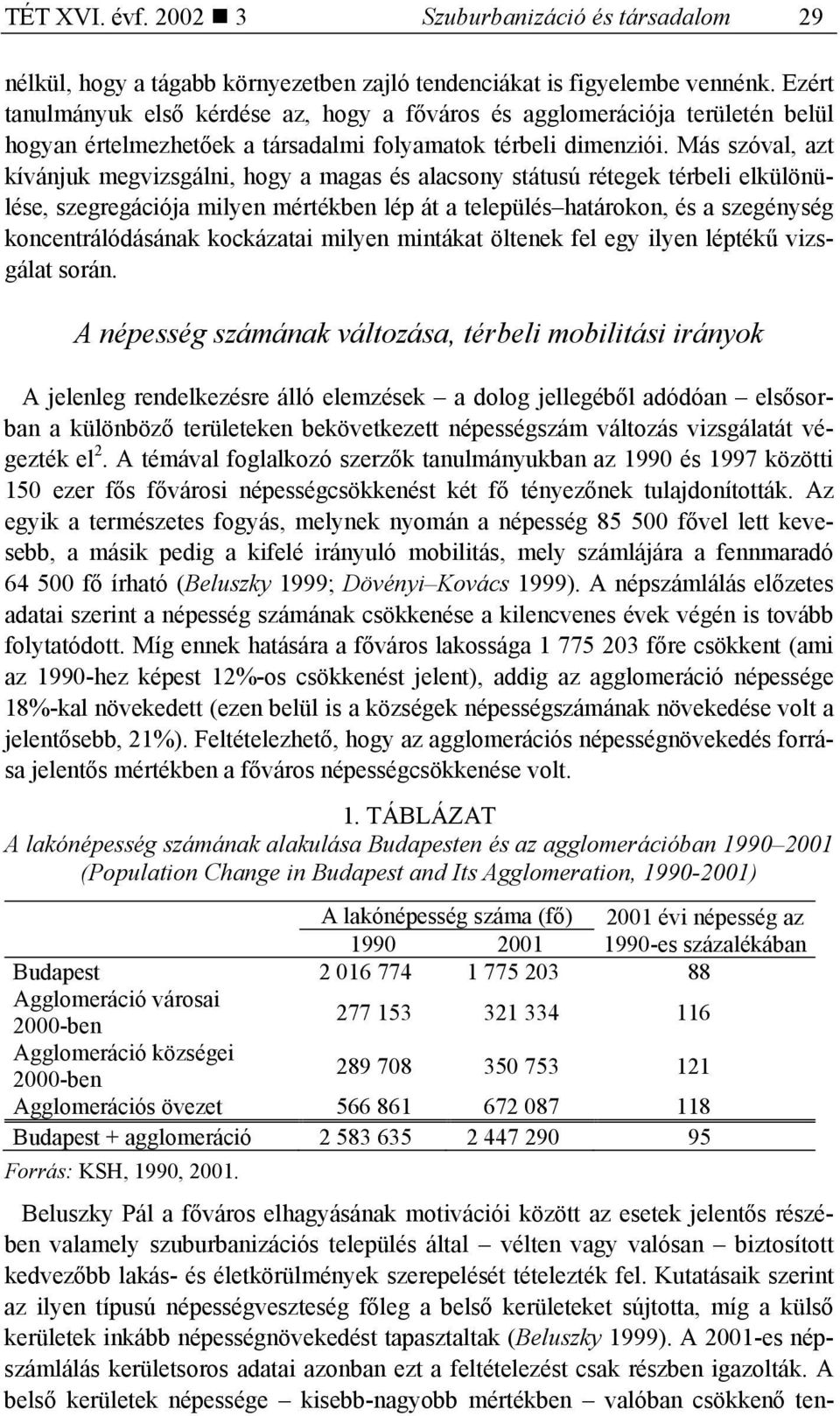 Más szóval, azt kívánjuk megvizsgálni, hogy a magas és alacsony státusú rétegek térbeli elkülönülése, szegregációja milyen mértékben lép át a település határokon, és a szegénység koncentrálódásának