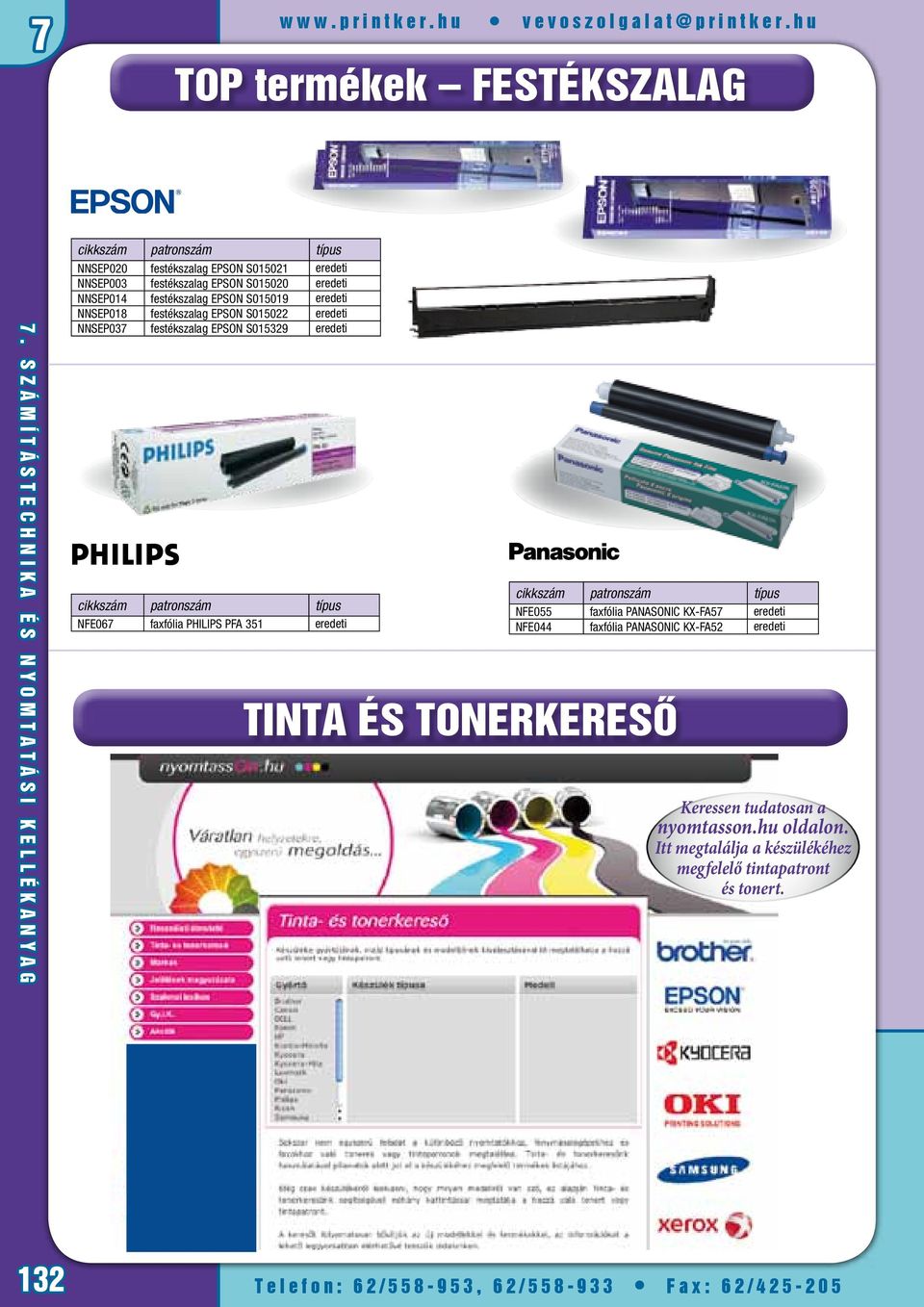 patronszám típus NFE067 faxfólia PHILIPS PFA 351 eredeti cikkszám patronszám típus NFE055 faxfólia PANASONIC KX-FA57 eredeti NFE044 faxfólia