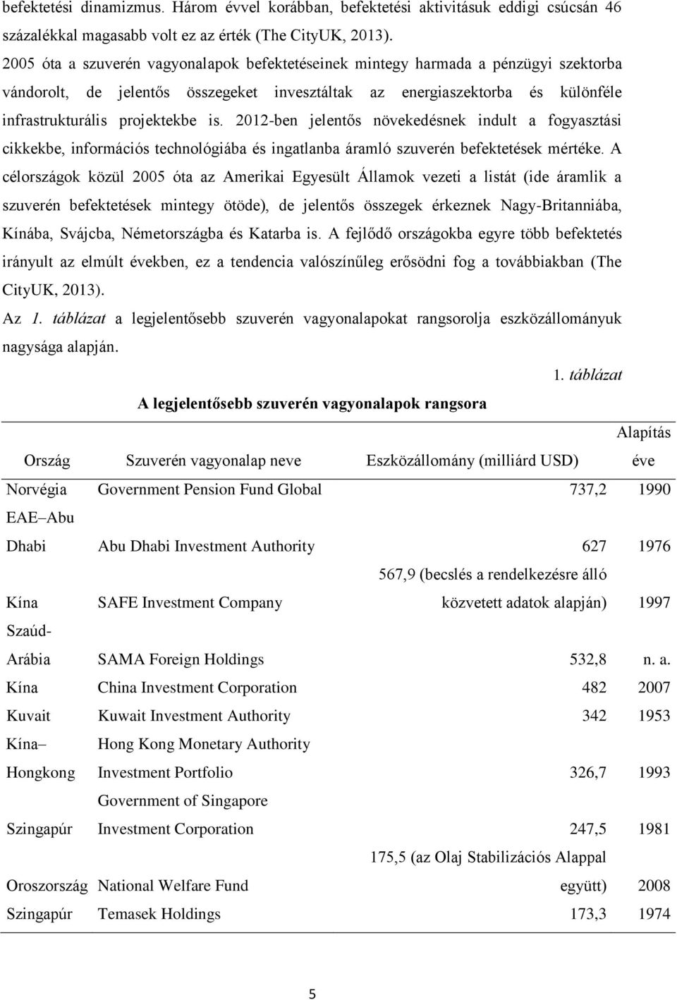 2012-ben jelentős növekedésnek indult a fogyasztási cikkekbe, információs technológiába és ingatlanba áramló szuverén befektetések mértéke.