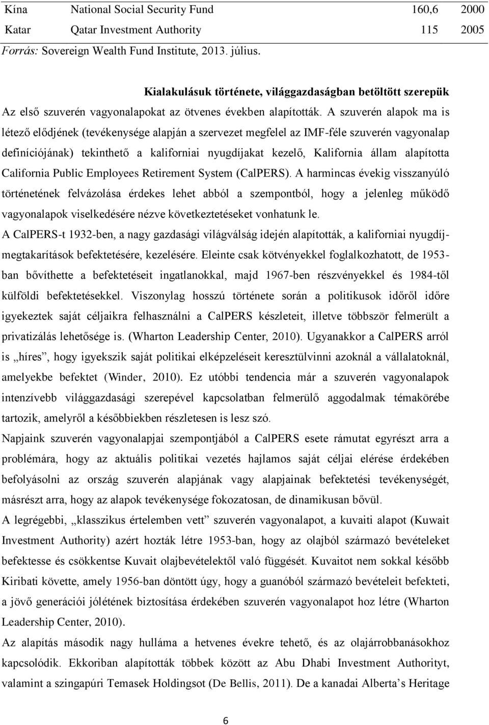 A szuverén alapok ma is létező elődjének (tevékenysége alapján a szervezet megfelel az IMF-féle szuverén vagyonalap definíciójának) tekinthető a kaliforniai nyugdíjakat kezelő, Kalifornia állam