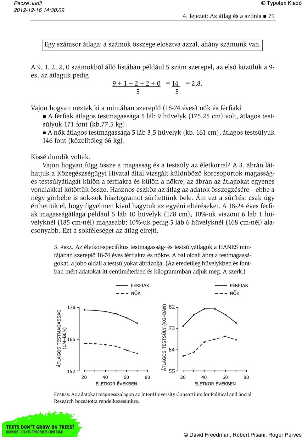 5 5 Vajon hogyan néztek ki a mintában szereplő (18-74 éves) nők és férfiak? A férfiak átlagos testmagassága 5 láb 9 hüvelyk (175,25 cm) volt, átlagos testsúlyuk 171 font (kb.77,5 kg).