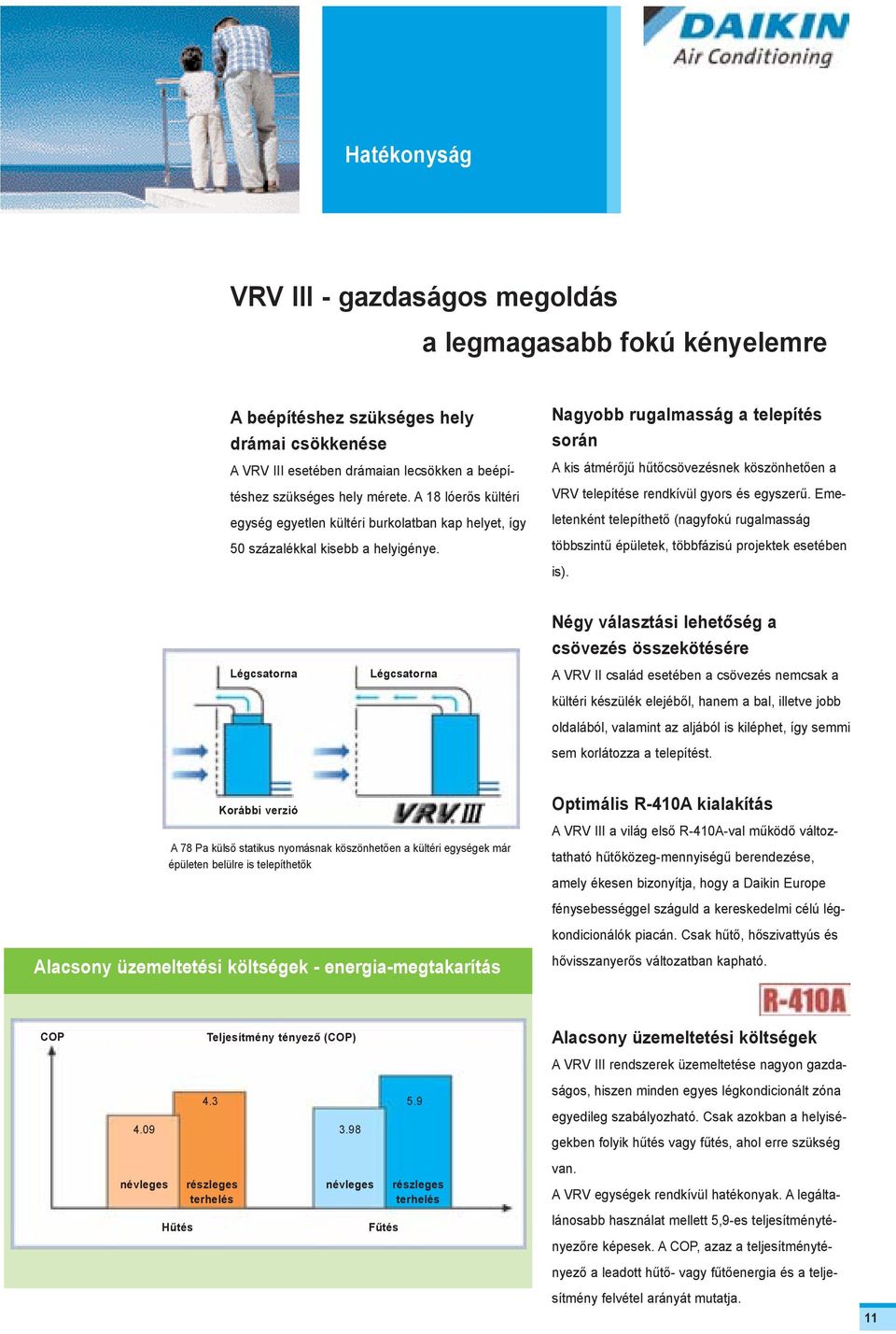 Nagyobb rugalmasság a telepítés során A kis átmérõjû hûtõcsövezésnek köszönhetõen a VRV telepítése rendkívül gyors és egyszerû.