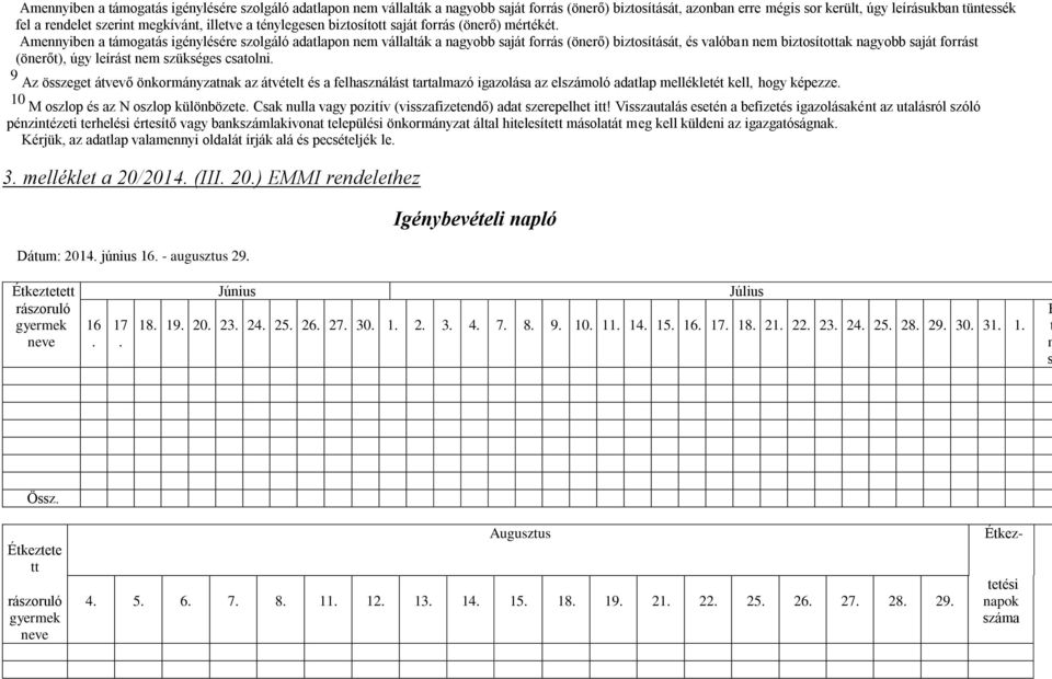 Amennyiben a támogatás igénylésére szolgáló adatlapon nem vállalták a nagyobb saját forrás (önerő) biztosítását, és valóban nem biztosítottak nagyobb saját forrást (önerőt), úgy leírást nem szükséges