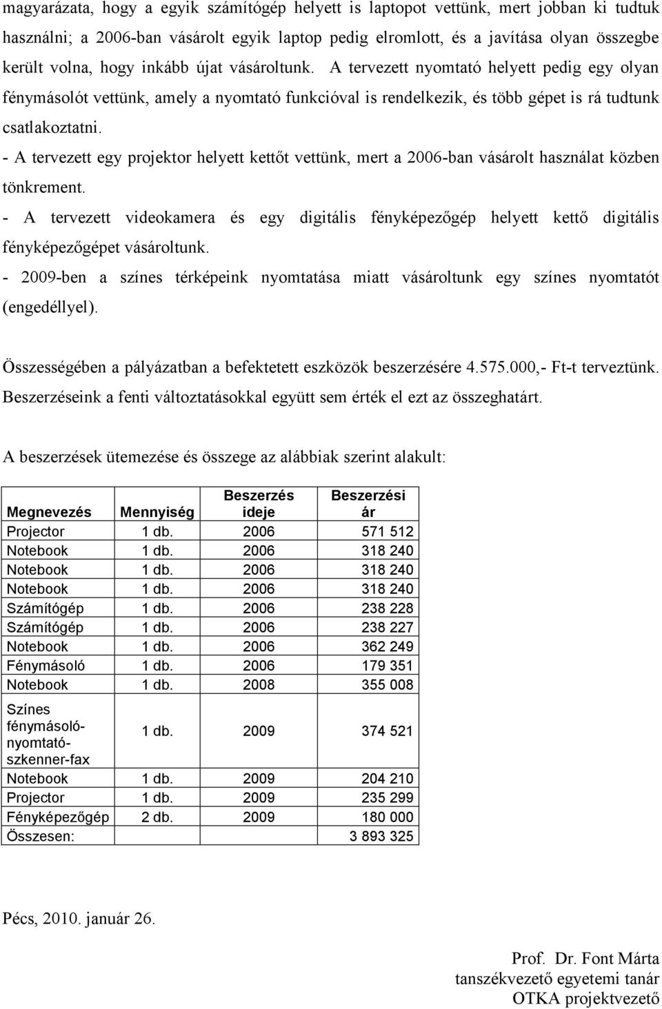 - A tervezett egy projektor helyett kettőt vettünk, mert a 2006-ban vásárolt használat közben tönkrement.