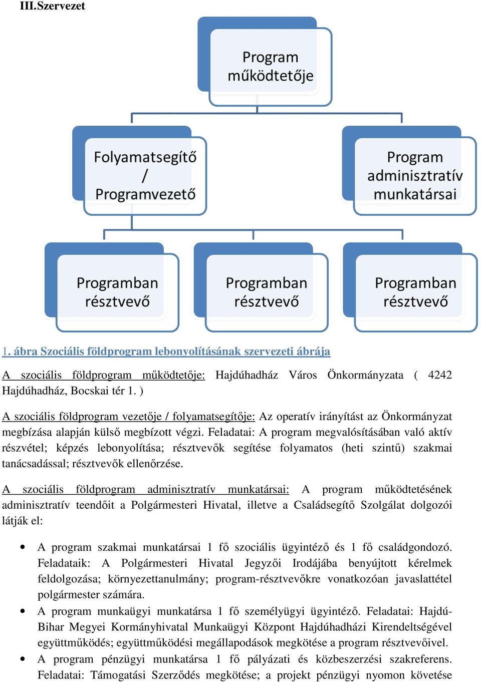 Feladatai: A program megvalósításában való aktív részvétel; képzés lebonyolítása; résztvevők segítése folyamatos (heti szintű) szakmai tanácsadással; résztvevők ellenőrzése.