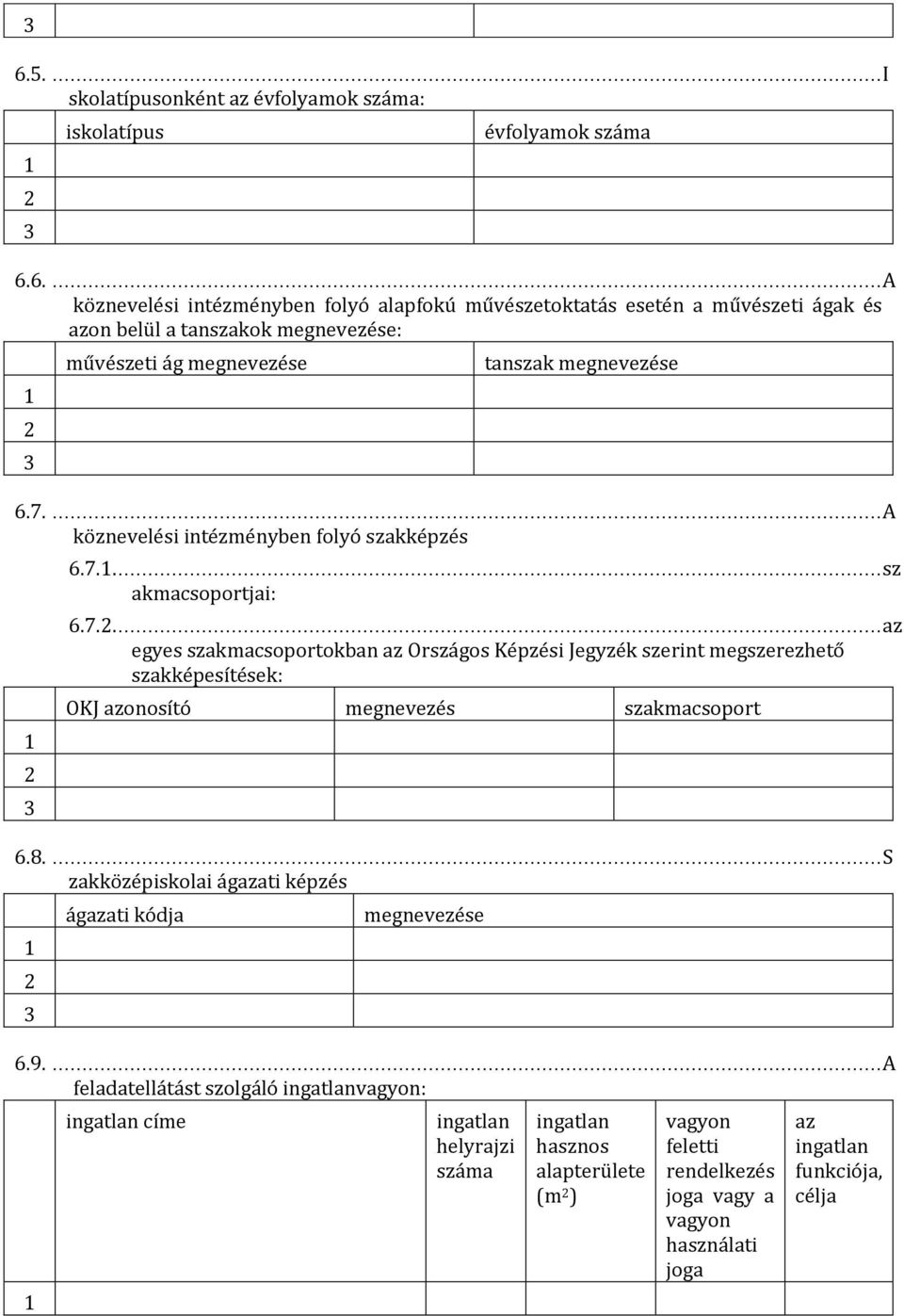 8.... S zakközépiskolai ágazati képzés 1 2 3 ágazati kódja megnevezése 6.9.