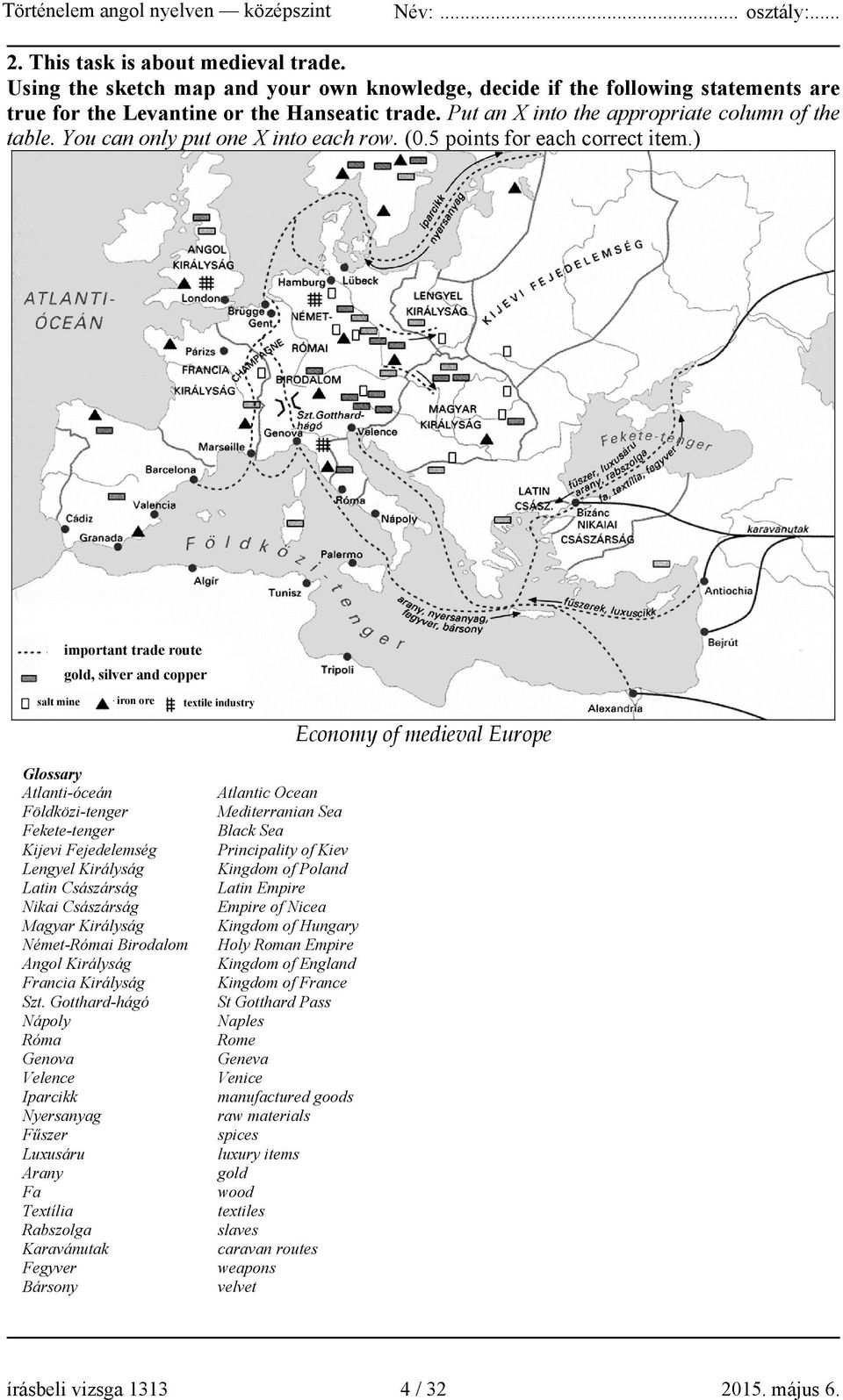 ) important trade route gold, silver and copper salt mine iron ore textile industry Economy of medieval Europe Glossary Atlanti-óceán Földközi-tenger Fekete-tenger Kijevi Fejedelemség Lengyel