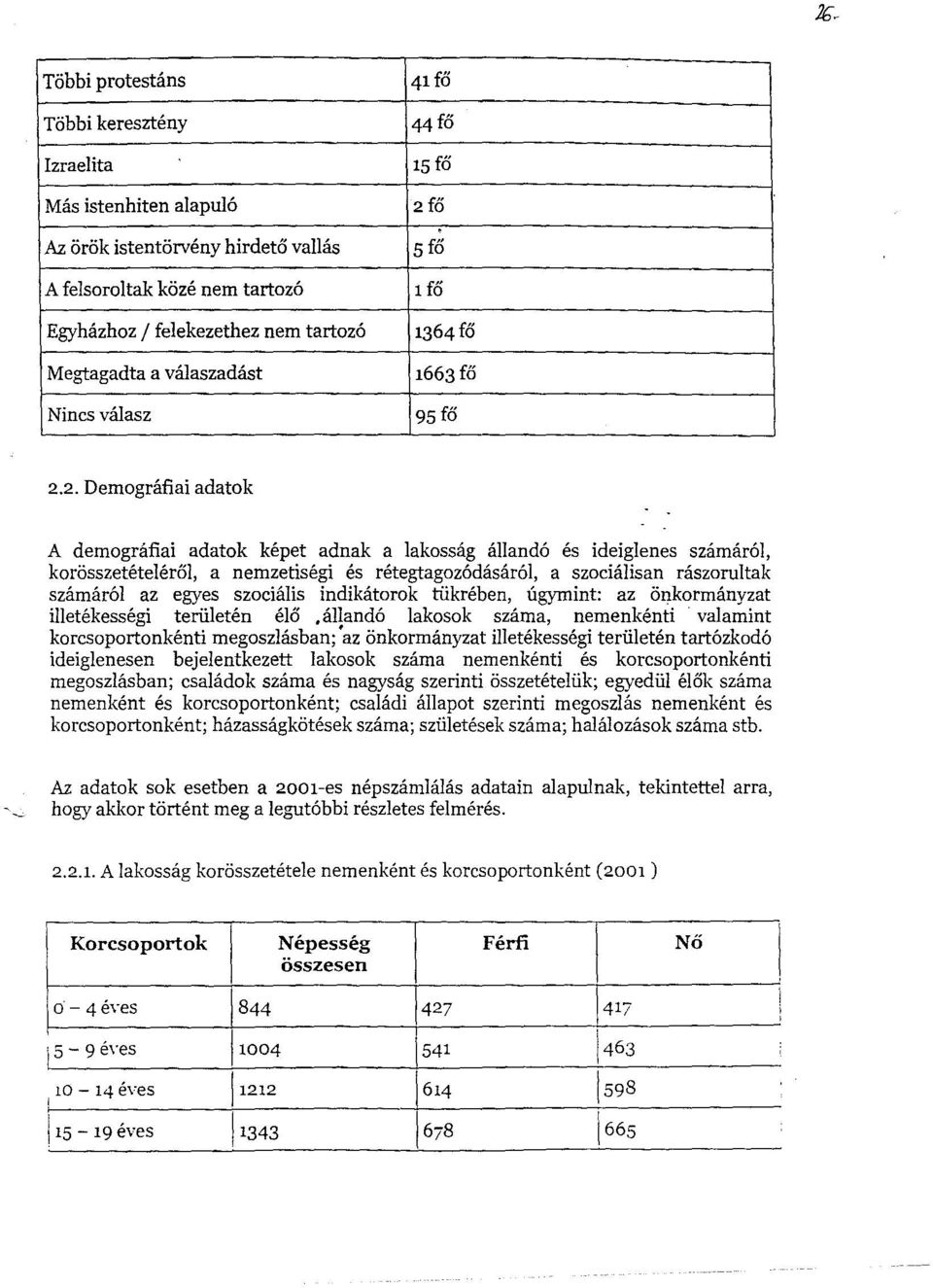 2. DemogrMiai adatok A demognifiai adatok kepet adnak a lakossag alland6 es ideiglenes szamar61, korosszeteteler61, a nemzetisegi es retegtagoz6dasar61, a szoeialisan raszorultak szamar61 az egyes