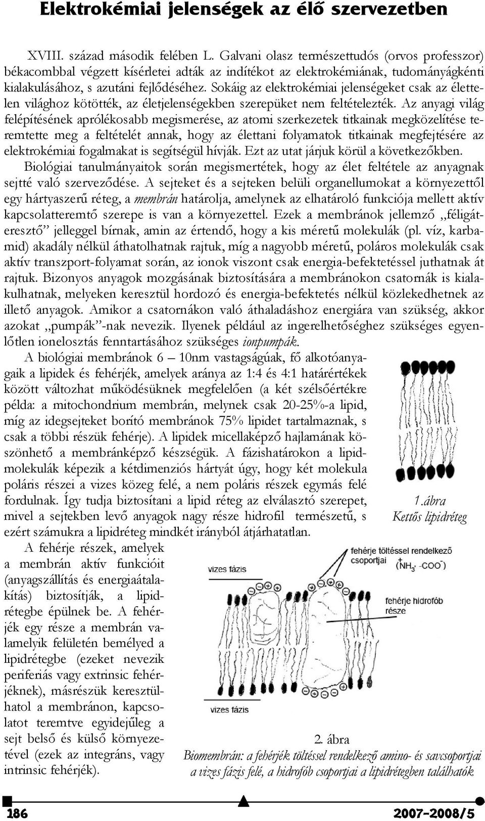 Sokáig az elektrokémiai jelenségeket csak az élettelen világhoz kötötték, az életjelenségekben szerepüket nem feltételezték.
