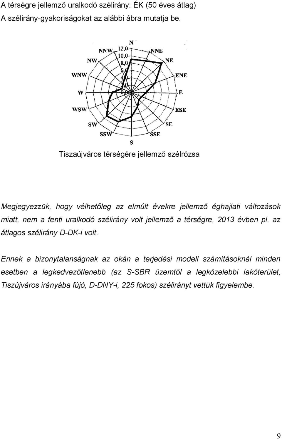 uralkodó szélirány volt jellemző a térségre, 2013 évben pl. az átlagos szélirány D-DK-i volt.