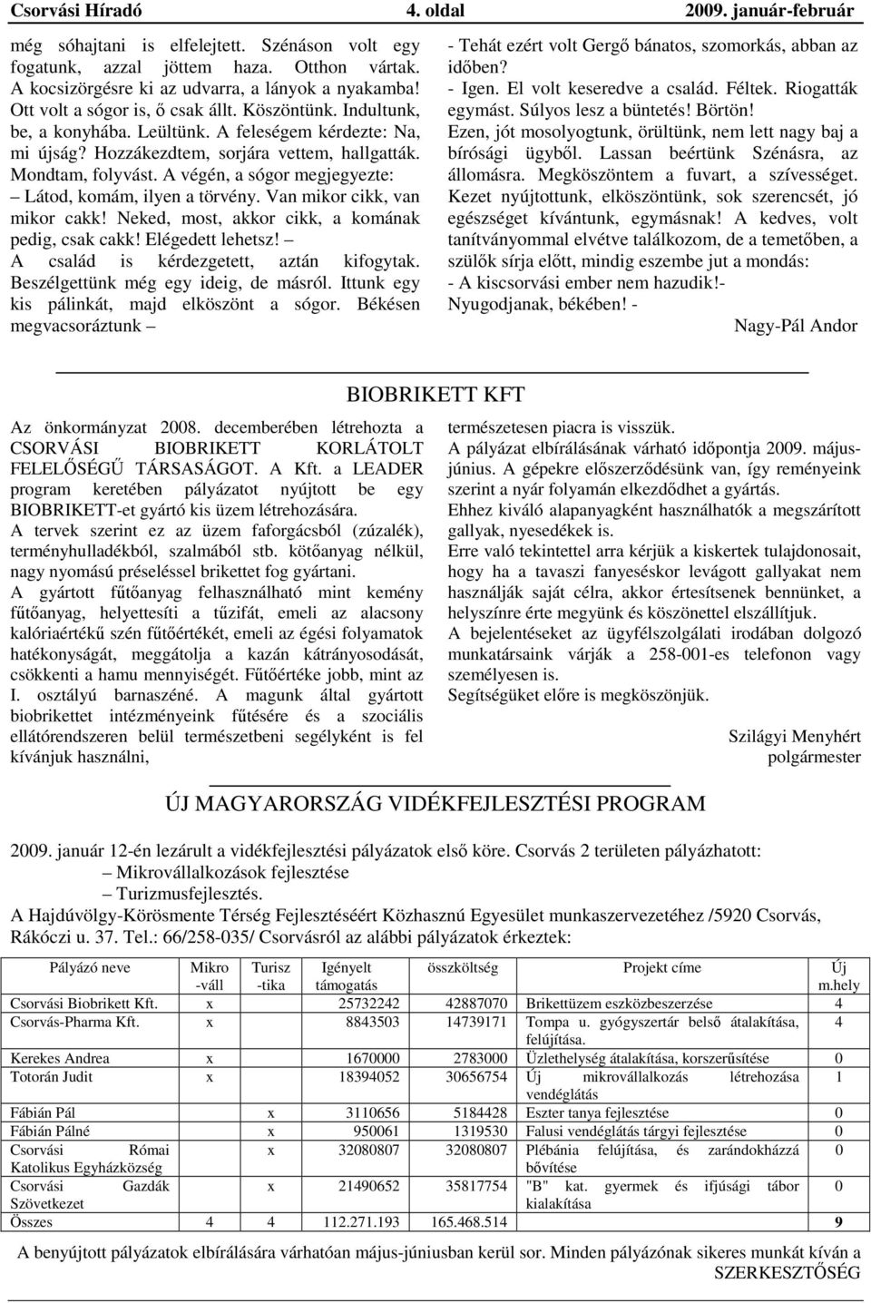 A végén, a sógor megjegyezte: Látod, komám, ilyen a törvény. Van mikor cikk, van mikor cakk! Neked, most, akkor cikk, a komának pedig, csak cakk! Elégedett lehetsz!