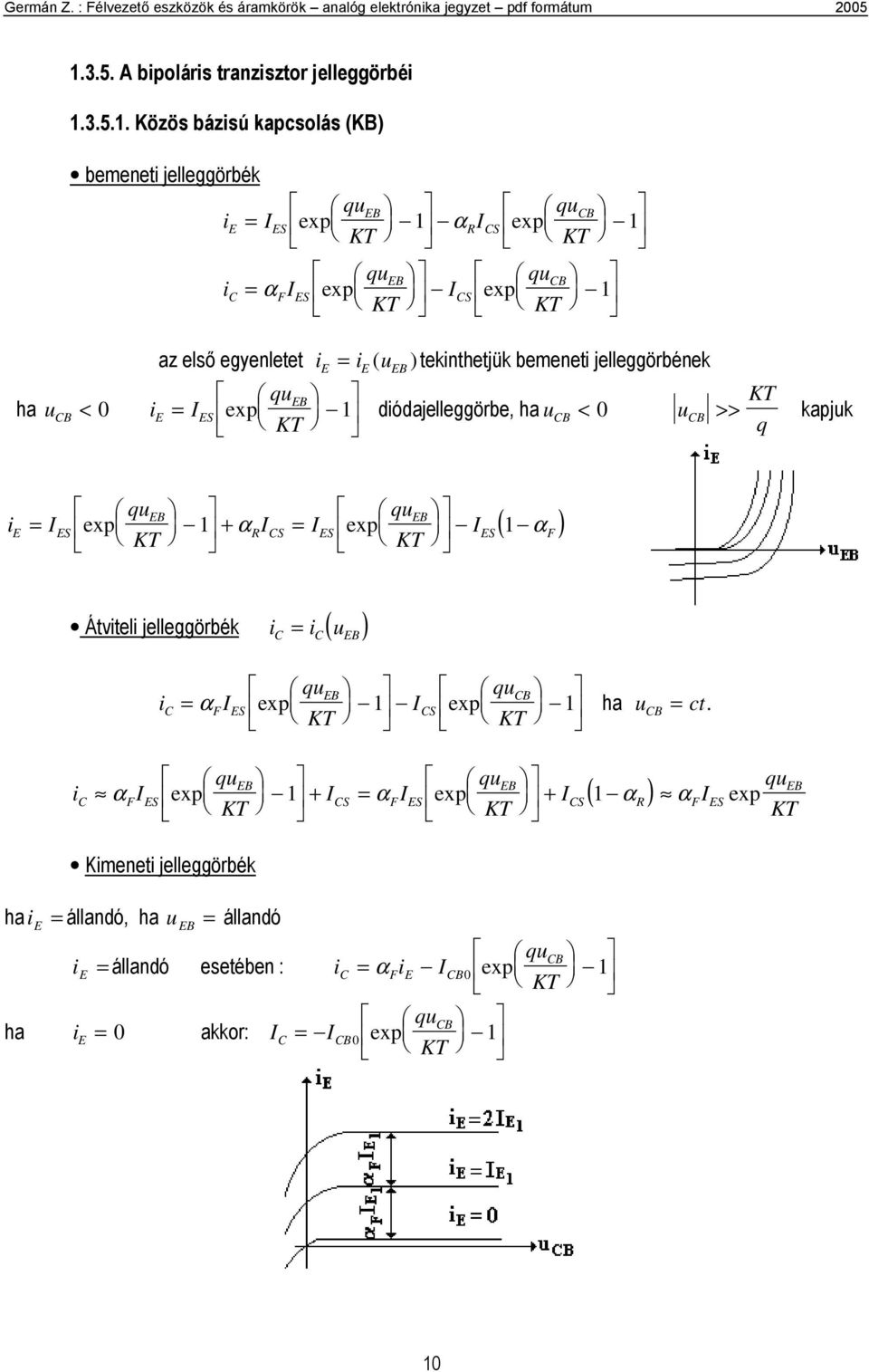 lső gynltt ( )tknttjük bmnt jllggöbénk a < 0 q K S xp K dódajllggöb, a < 0 >> q kapjk S q xp K q S S S α xp K ( α ) F