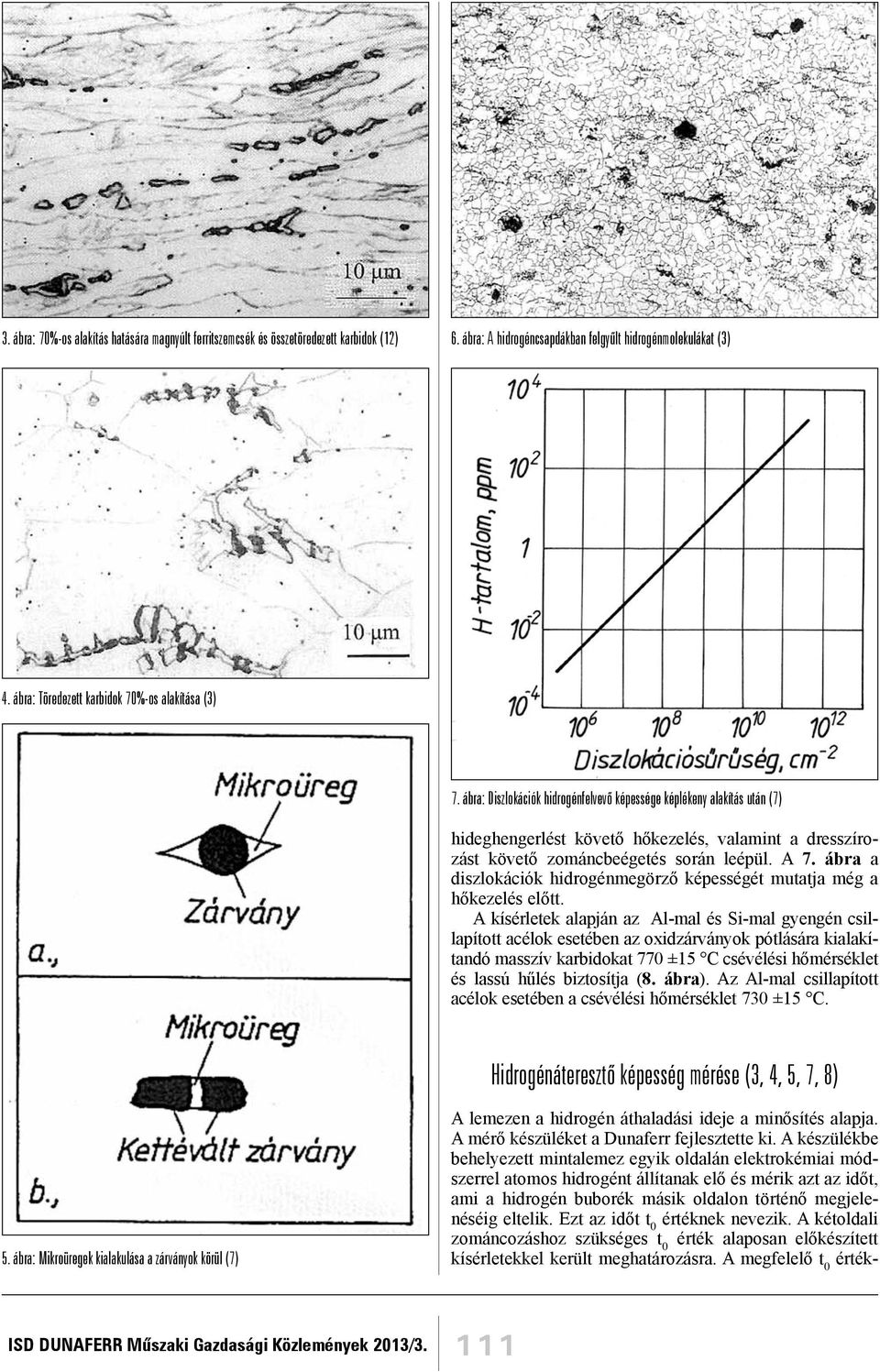 ábra: Diszlokációk hidrogénfelvevő képessége képlékeny alakítás után (7) hideghengerlést követő hőkezelés, valamint a dresszírozást követő zománcbeégetés során leépül. A 7.