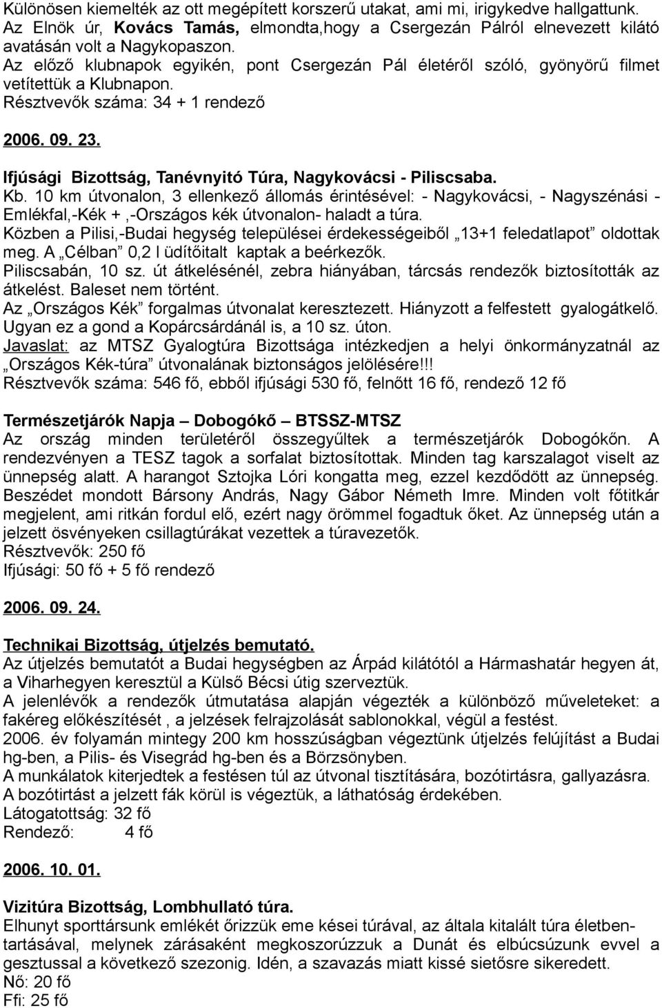 Ifjúsági Bizottság, Tanévnyitó Túra, Nagykovácsi - Piliscsaba. Kb.