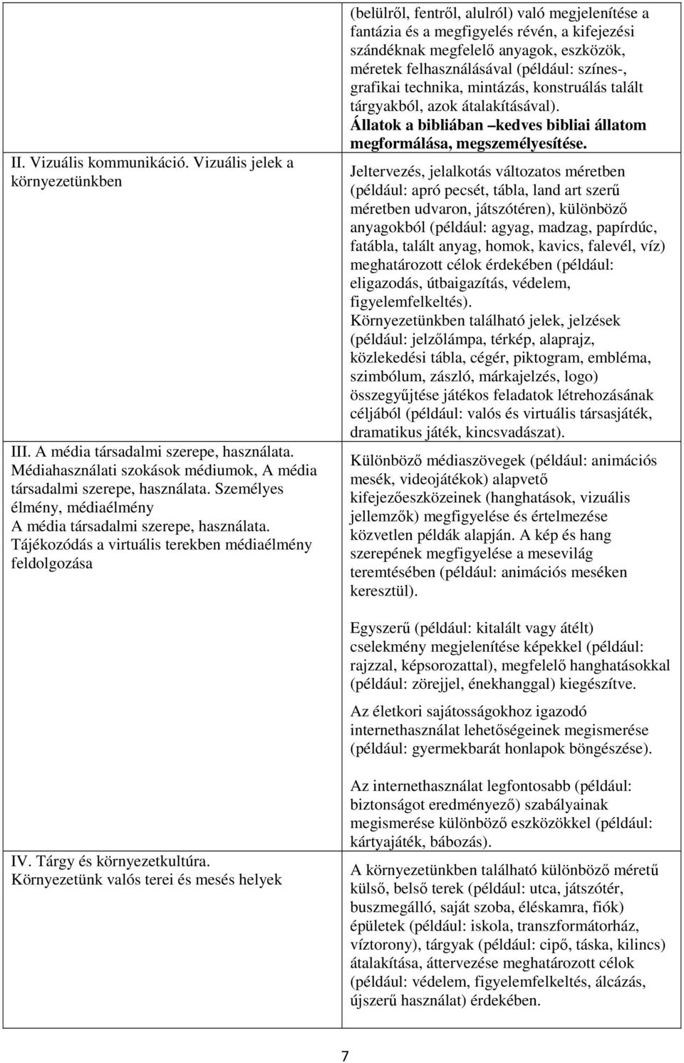 Tájékozódás a virtuális terekben médiaélmény feldolgozása (belülről, fentről, alulról) való megjelenítése a fantázia és a megfigyelés révén, a kifejezési szándéknak megfelelő anyagok, eszközök,