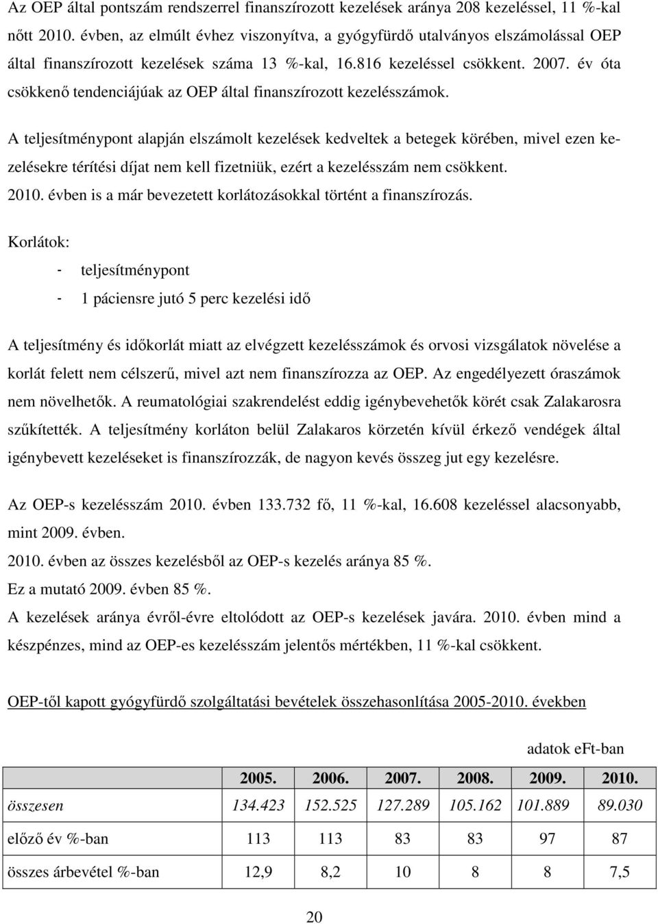 év óta csökkenı tendenciájúak az OEP által finanszírozott kezelésszámok.