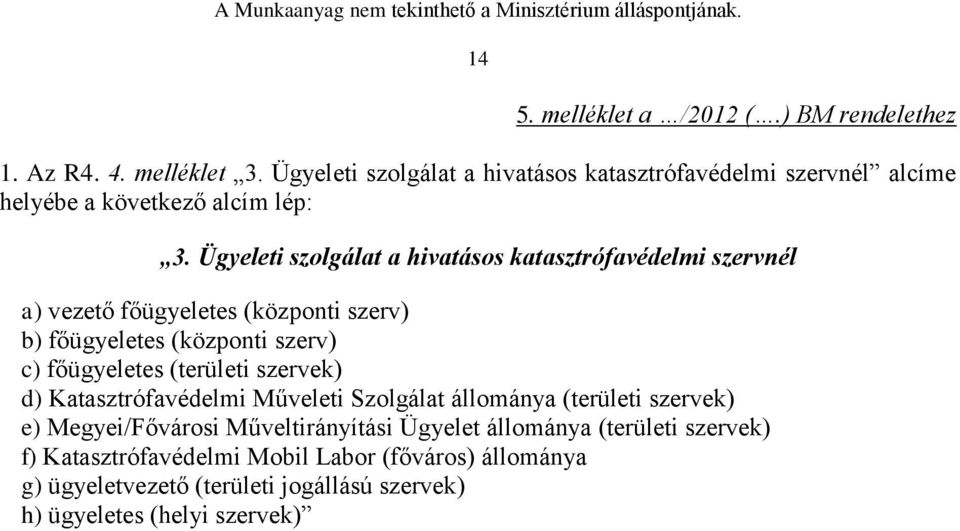 Ügyeleti szolgálat a hivatásos katasztrófavédelmi szervnél a) vezető főügyeletes (központi szerv) b) főügyeletes (központi szerv) c) főügyeletes