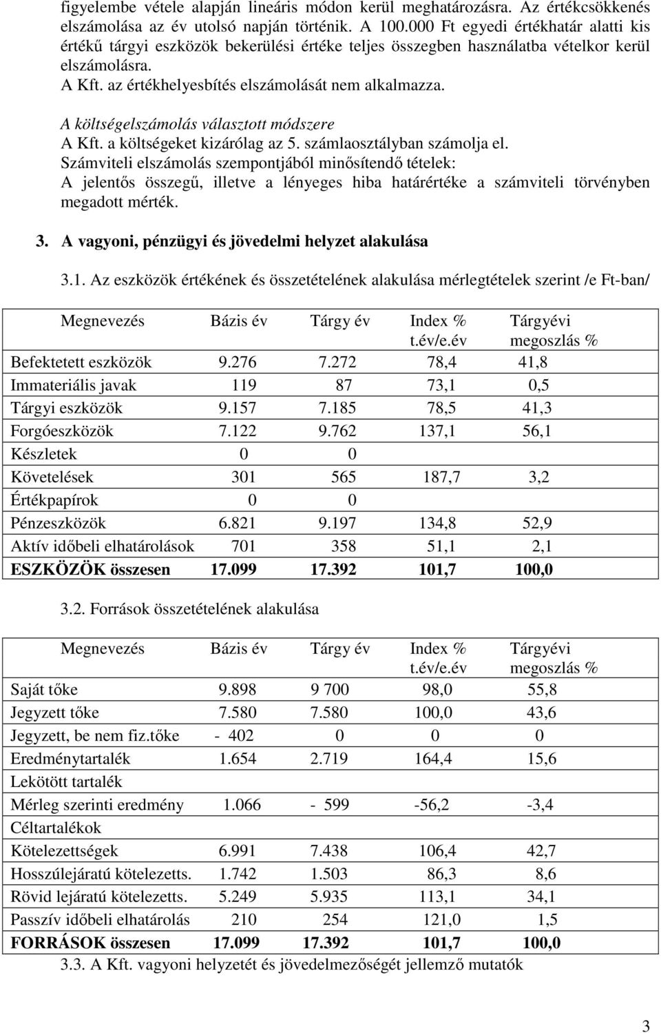 A költségelszámolás választott módszere A Kft. a költségeket kizárólag az 5. számlaosztályban számolja el.