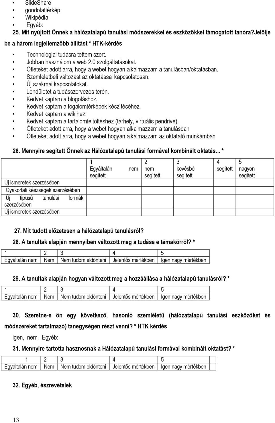 Ötleteket adott arra, hogy a webet hogyan alkalmazzam a tanulásban/oktatásban. Szemléletbeli változást az oktatással kapcsolatosan. Új szakmai kapcsolatokat. Lendületet a tudásszervezés terén.