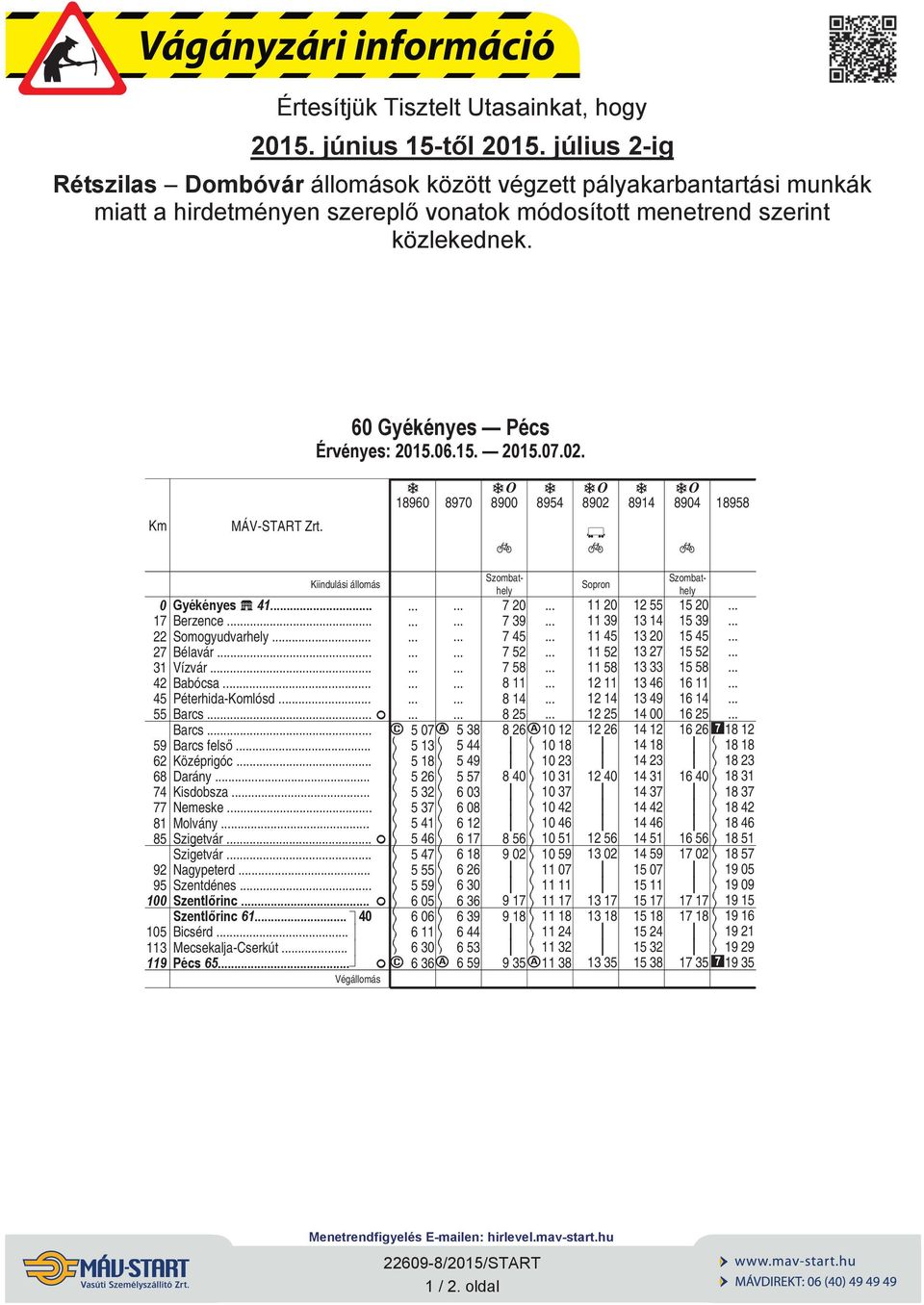 Brcs.. Brcs.. Brcs fels.. Középrgóc.. Drány.. Ksdobsz Nemeske.. Molvány Szgetvár.. Szgetvár.. Ngypeterd. Szentdénes. Szentl rnc Szentl rnc 61. 4 Bcsérd. Mecsekl-serkút.. Pécs 65.