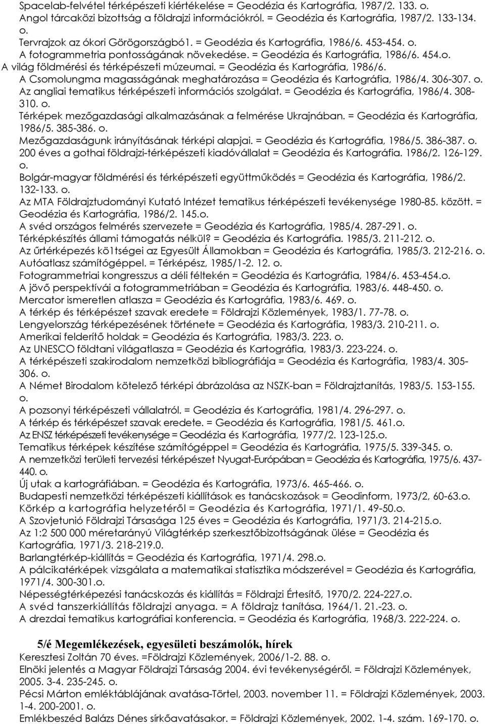 A világ földmérési és térképészeti múzeumai. = Geodézia és Kartográfia, 1986/6. A Csomolungma magasságának meghatározása = Geodézia és Kartográfia, 1986/4. 306-307.