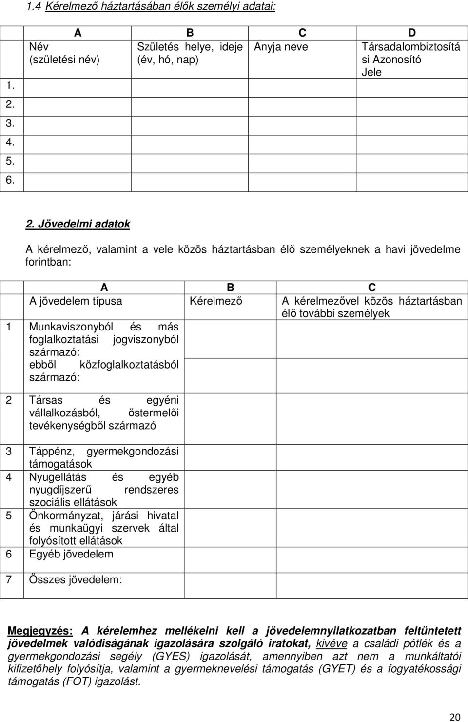 személyek 1 Munkaviszonyból és más foglalkoztatási jogviszonyból származó: ebből közfoglalkoztatásból származó: 2 Társas és egyéni vállalkozásból, őstermelői tevékenységből származó 3 Táppénz,